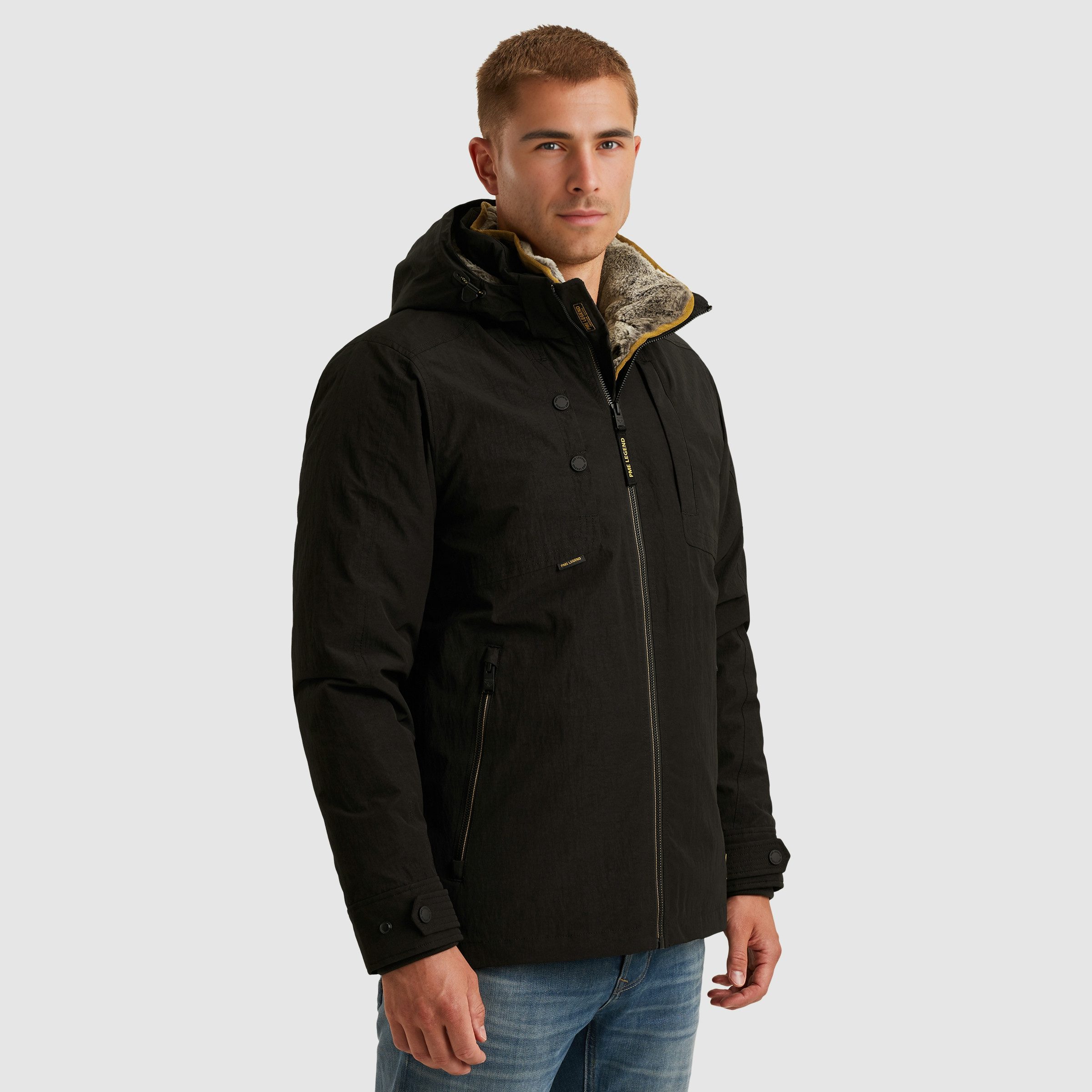 PME LEGEND Winterjacke Herausnehmbares Fellimitat günstig online kaufen