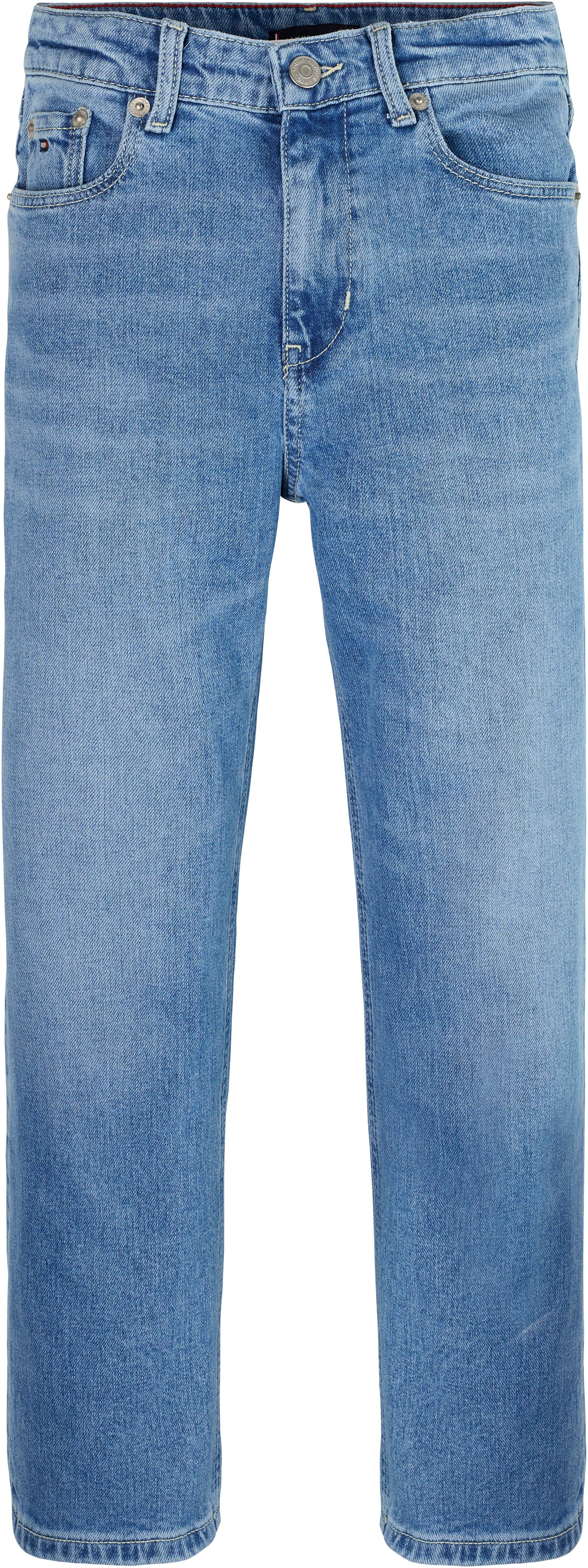Tommy Hilfiger Loose-fit-Jeans BAGGY WIDE Logostickerei mit MID WASH