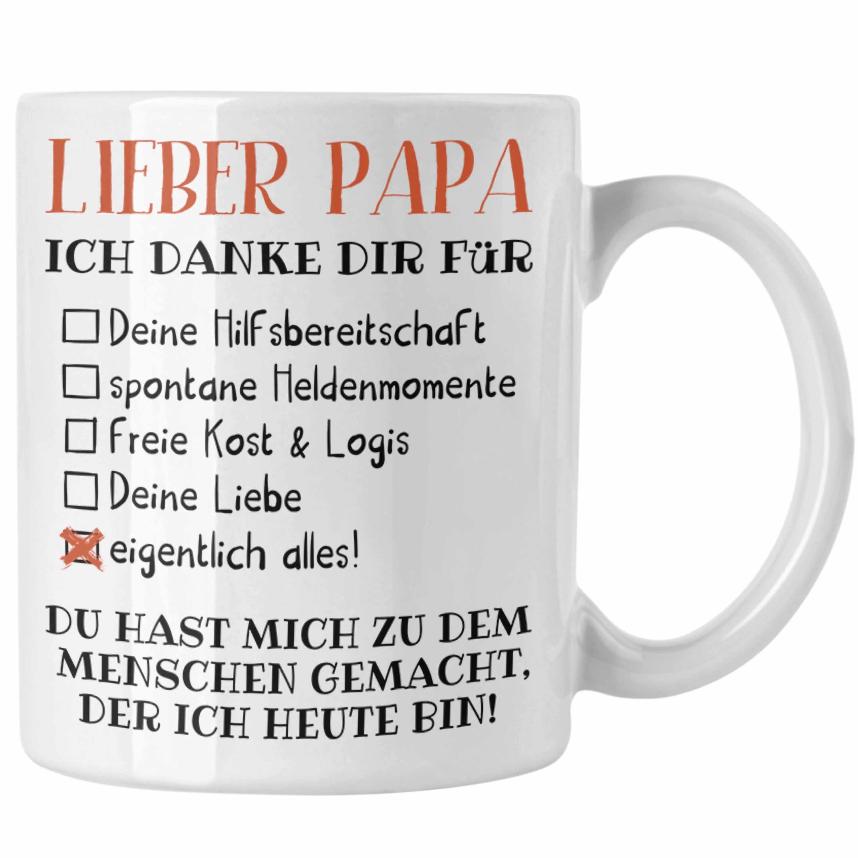 Trendation Tasse Trendation - Bester Papa Geschenk Vatertag Tasse mit Spruch Vater Geschenk von Tochter Sohn Weiss