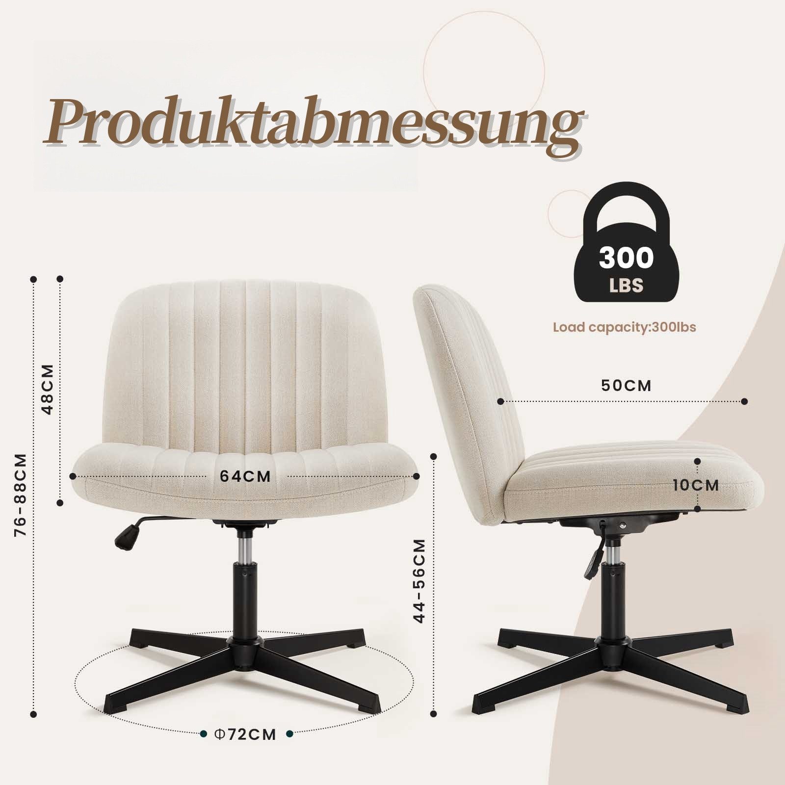 Intimate WM Heart Bürostuhl Ohne Armlehnen, Ergonomischer Schreibtischstuhl, Drehstuhl Ohne Rollen, Höhenverstellbar Schminktisch Stuhl – Bild 5 von 5