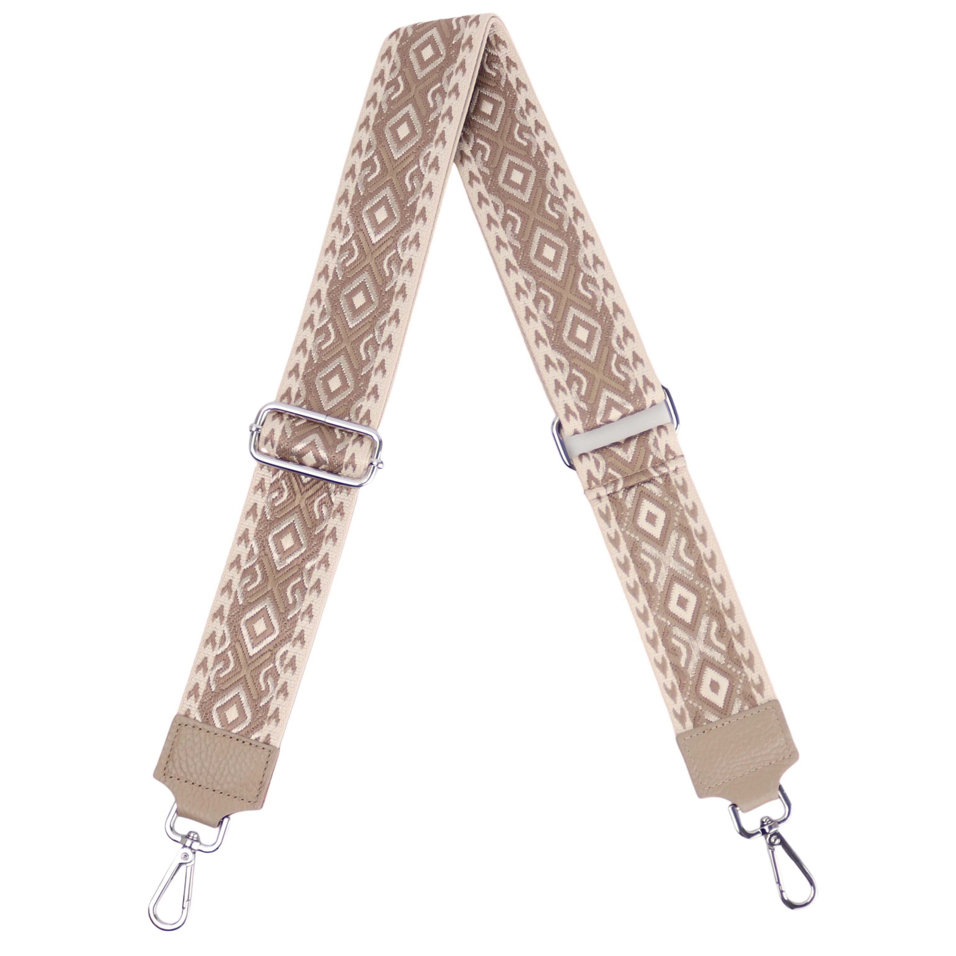 MIRROSI Schulterriemen Made in Italy aus Echtleder Schultergurt für Tasche zum Wechseln (Farben in: Braun, Cognac,Taupe, Helltaupe, 1x Taschengurt) 5cm Breit Bohemian Style