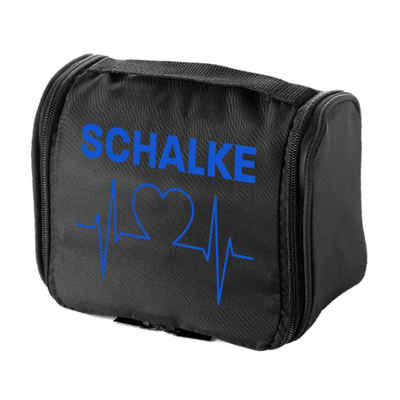 multifanshop Kulturbeutel Schalke - Herzschlag - Kosmetiktasche Tasche
