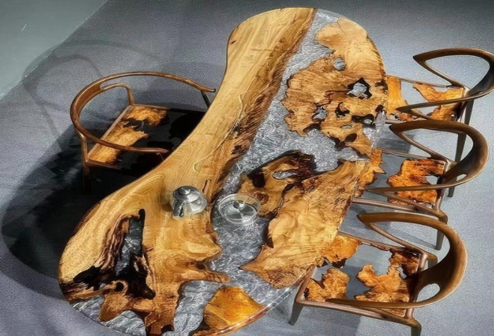 JVmoebel Esstisch Transparenter Epoxid Esstisch mit polierter Tischplatte (Packung, 1-St., Tisch)