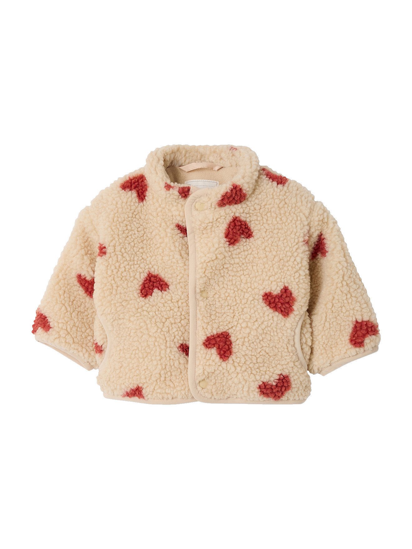 vertbaudet Blouson Baby Teddyfleece-Jacke mit Herzmuster