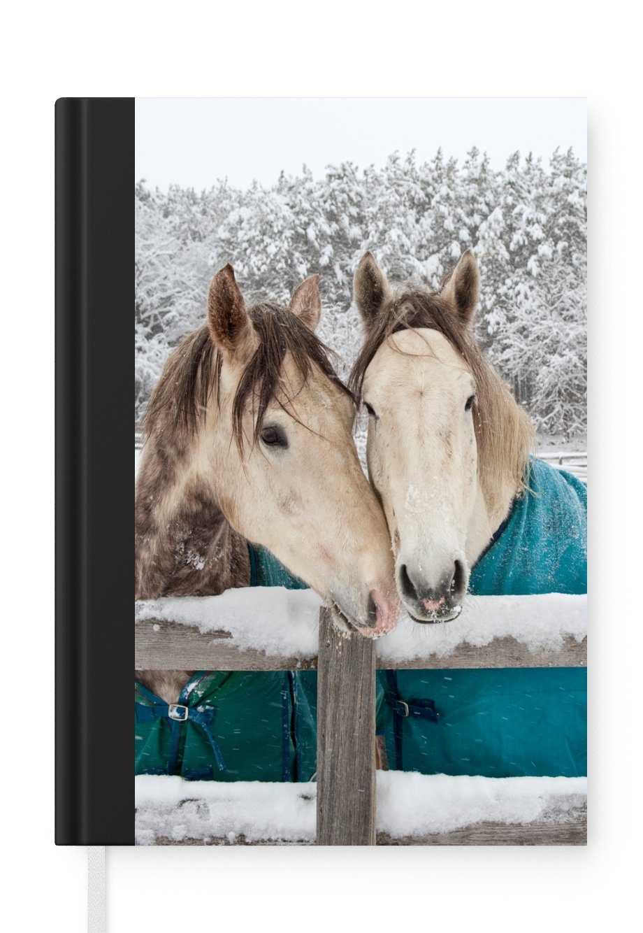 MuchoWow Notizbuch Pferde - Decke - Schnee, Journal, Merkzettel, Tagebuch, Notizheft, A5, 98 Seiten, Haushaltsbuch