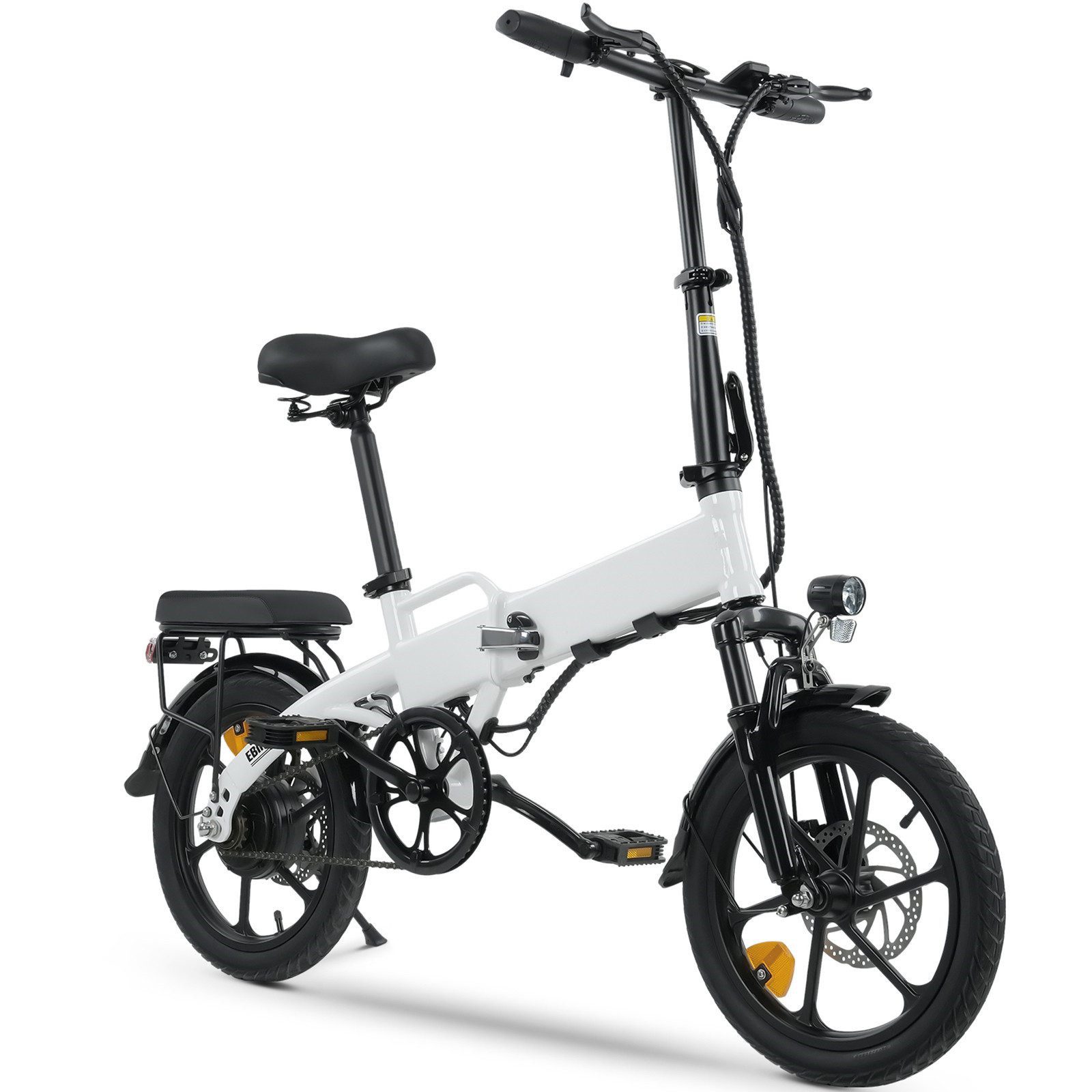 iscooter E-Bike 16-Zoll-Elektrofahrrad mit LED-Helm und einstellbarer Sitzhöhe, Nabenschaltung, Heckmotor, 280,8 Wh Akku, 3 Geschwindigkeitsmodi, ABS Duales Bremssystem, bis 120kg, Wabenreifen