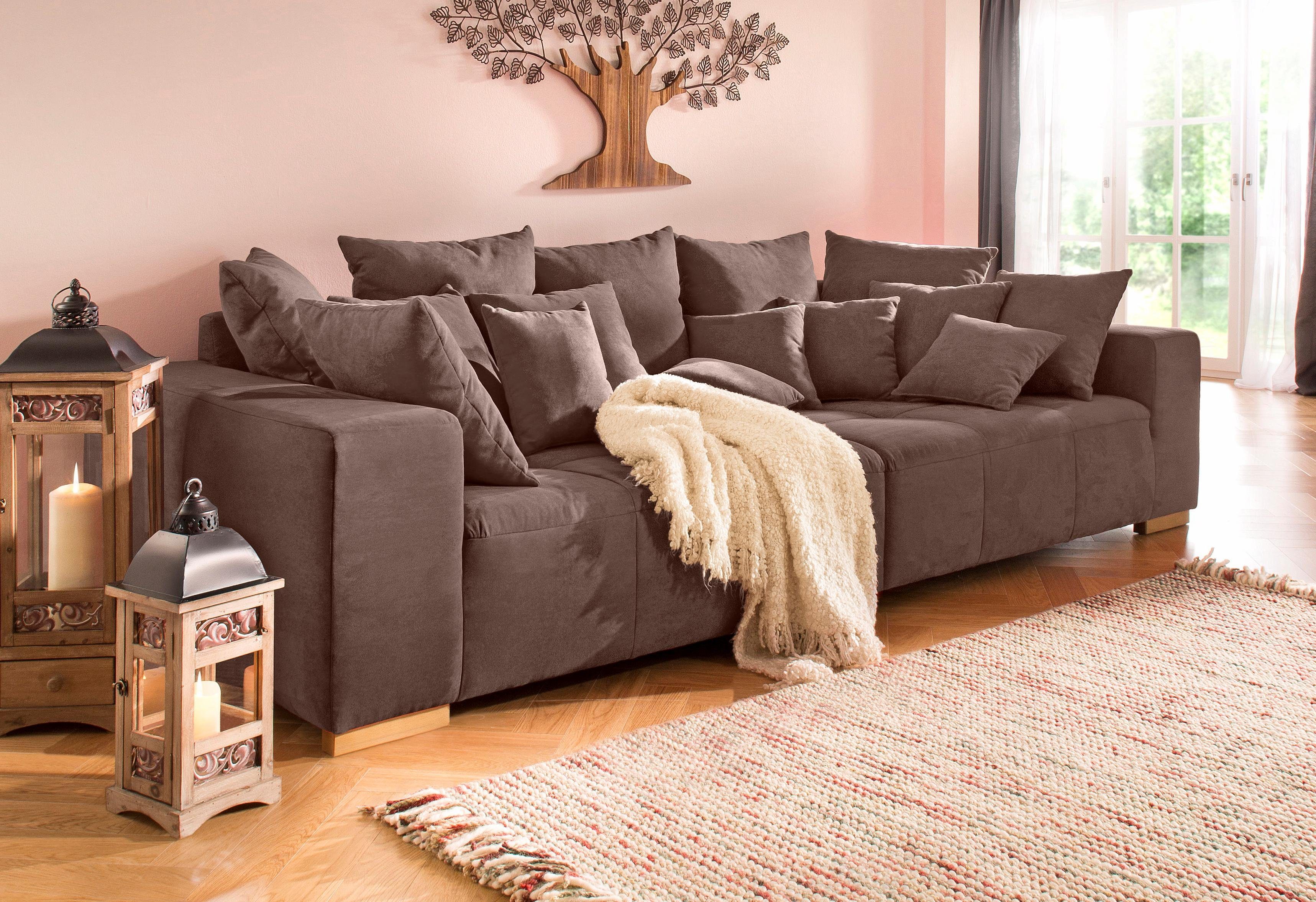 Home affaire Big-Sofa »Neapel«, mit vielen losen Kissen, in 2  Bezugsqualitäten online kaufen | OTTO