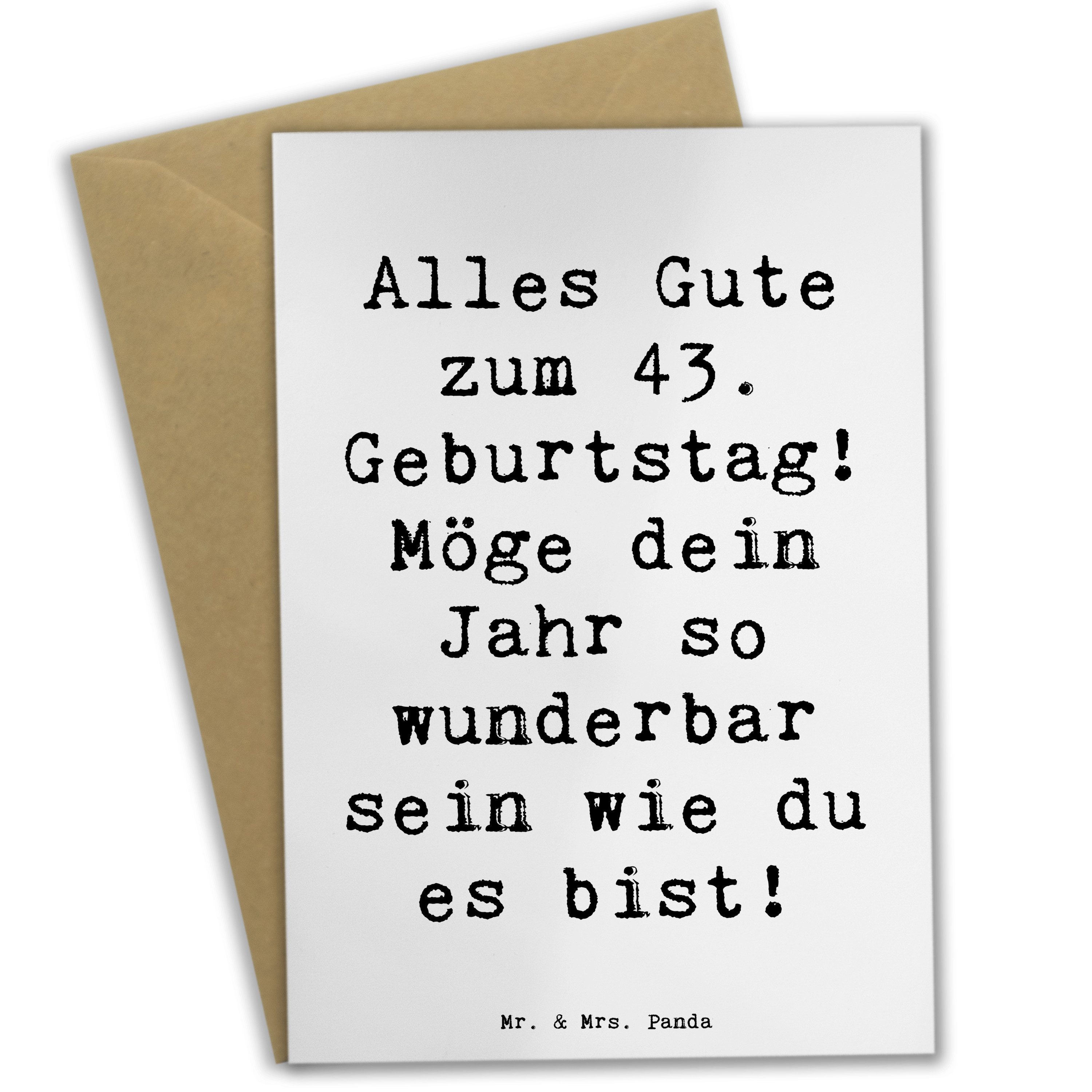 Grußkarte Spruch 43. Geburtstag - Weiß - Geschenk, Geschenkwahl 43 Jahre, Karte