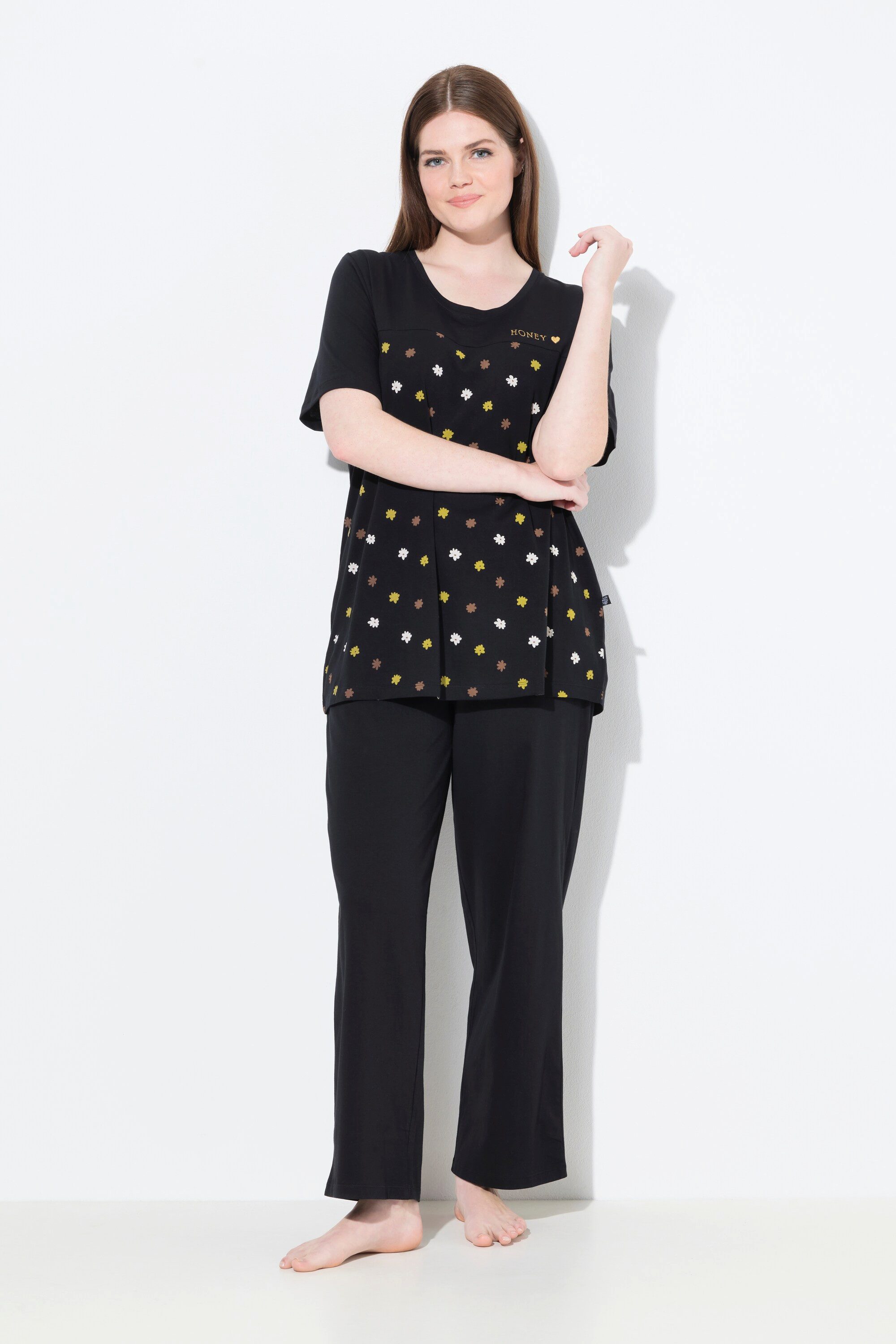 Ulla Popken Pyjama Pyjama Blüten Stickerei günstig online kaufen