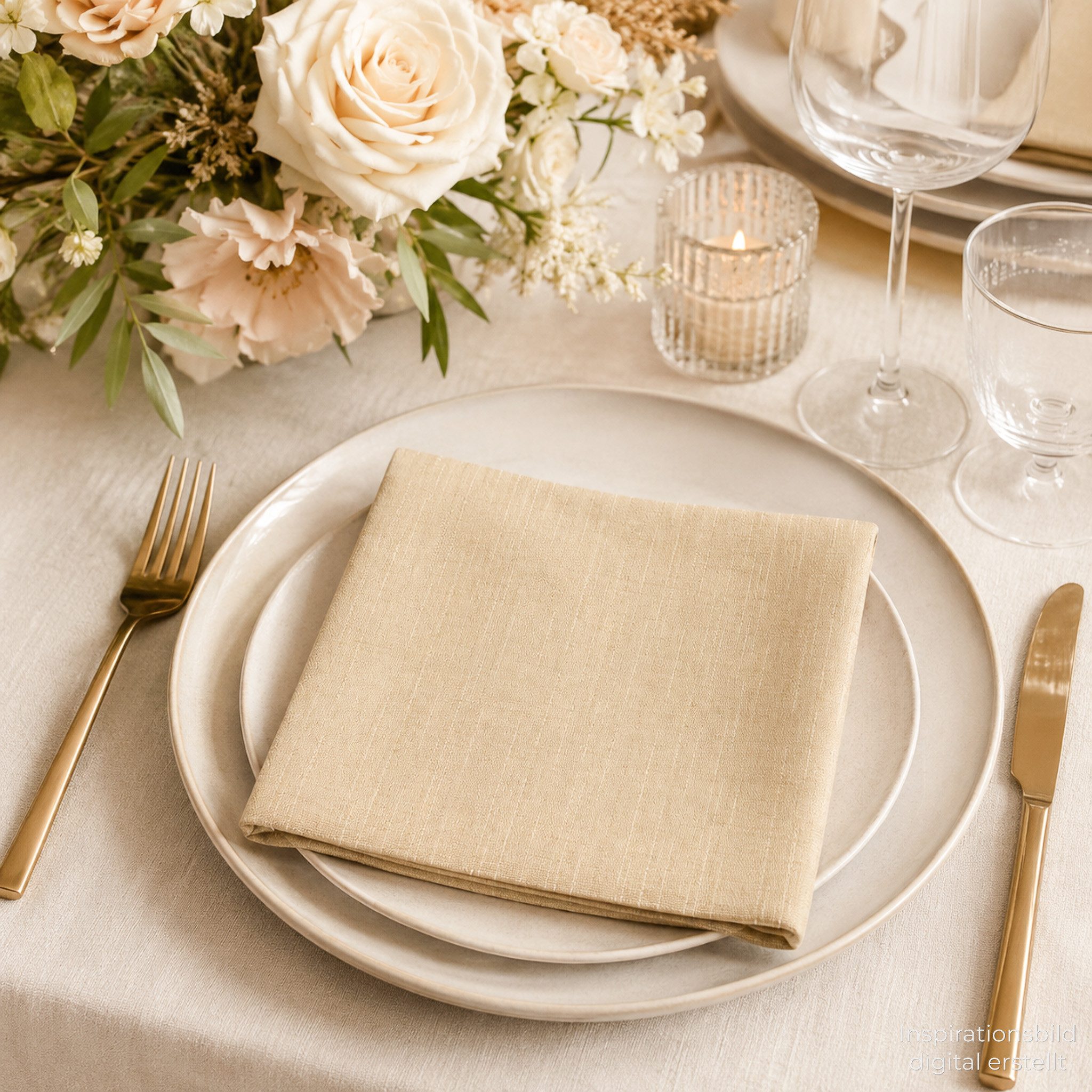 AVA Papierserviette, Servietten stoffähnlich 40x40cm 50 Stück Leinenoptik Beige