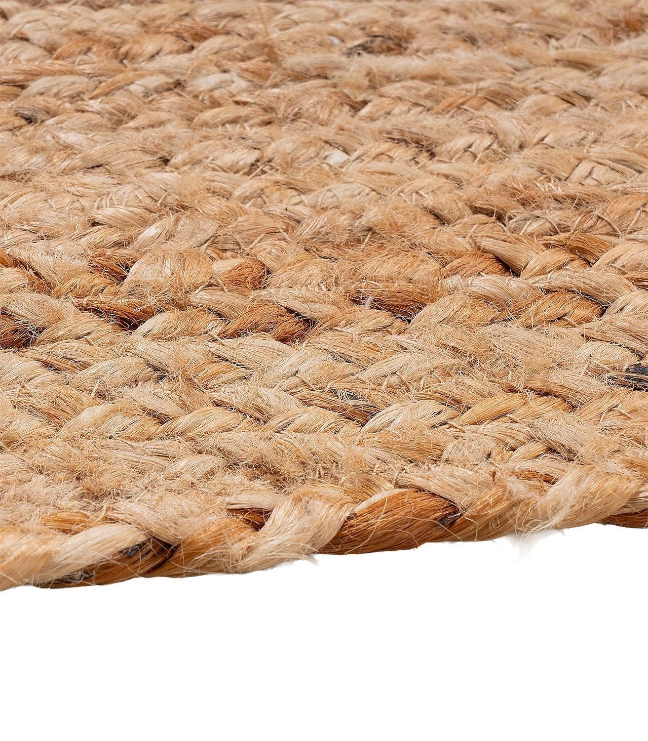 Home4You Teppich Handwebteppich, 160 x 230 cm, Braun, Jute, oval, handgewebt