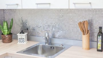 Mosani Mosaikfliesen Edelstahl Mosaik Fliese silber gebürstet matt Küchenwand