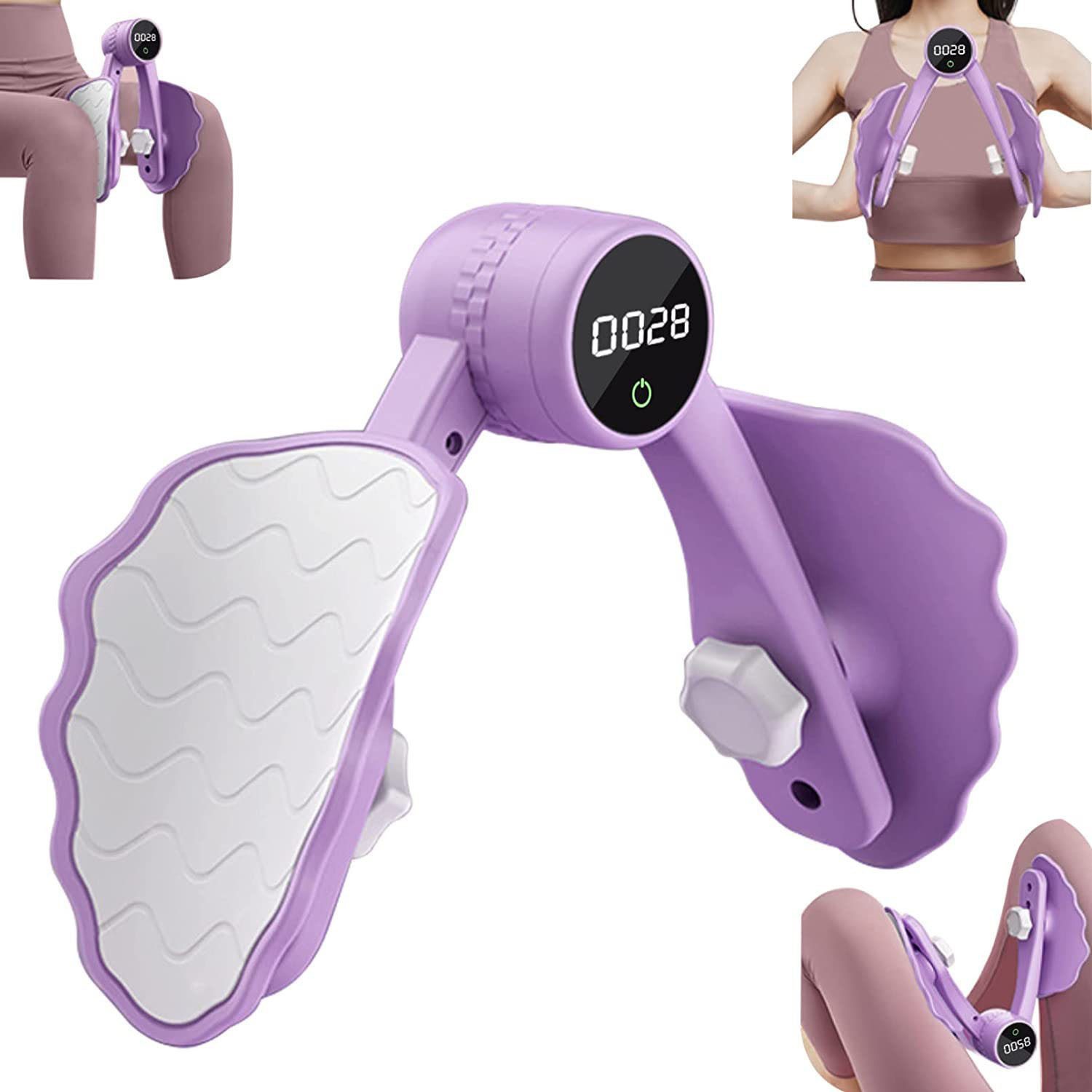 Forrlite Beckenbodentrainer Oberschenkeltrainer Beckenbodentrainer mit Zähler für Frauen, Stärkeeinstellung mit Drei Gängen und Intelligenter Datenchip, Po Trainer Beintrainer,Beine Trainingsgerät für Zuhause Damen Frau