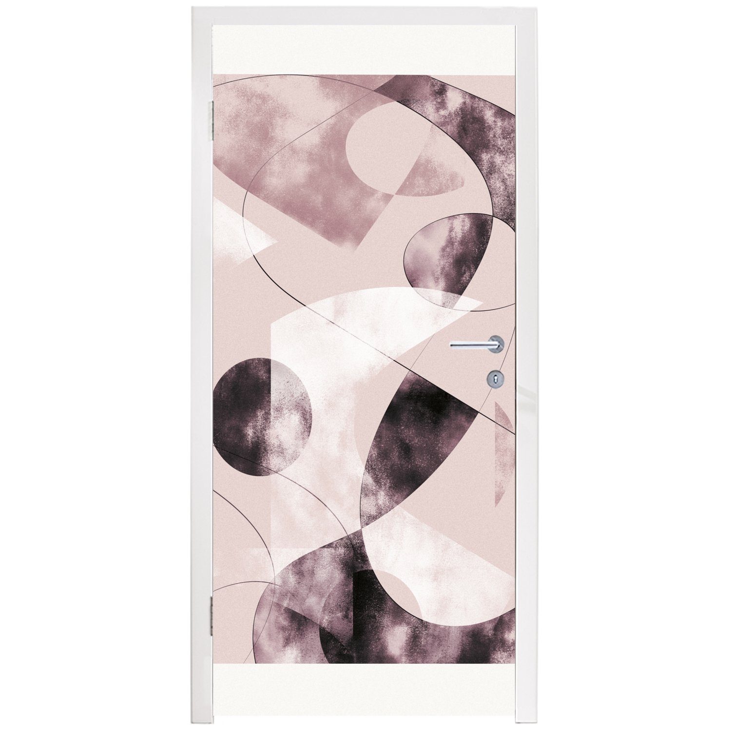 Türtapete cm 75x205 St), Abstrakt - Pastell Matt, - - Türaufkleber, MuchoWow bedruckt, für (1 Schwarz, Formen Tür, Fototapete