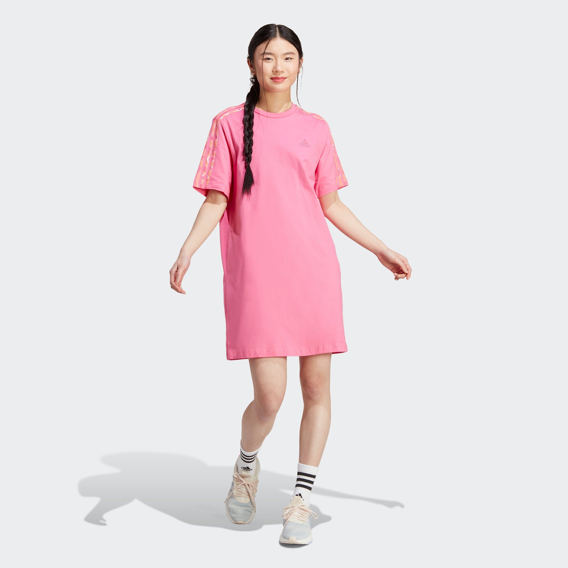 adidas Sportswear Shirtkleid W 3S DR BF / / White T Multicolor Pulse Magenta