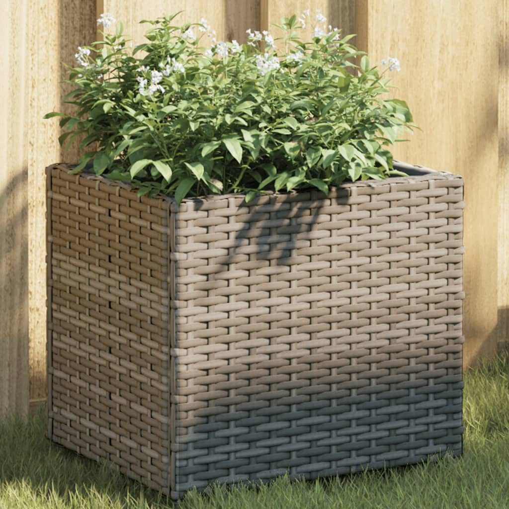vidaXL Blumentopf Pflanzkübel Grau 36x30x32 cm Poly Rattan (1 St)