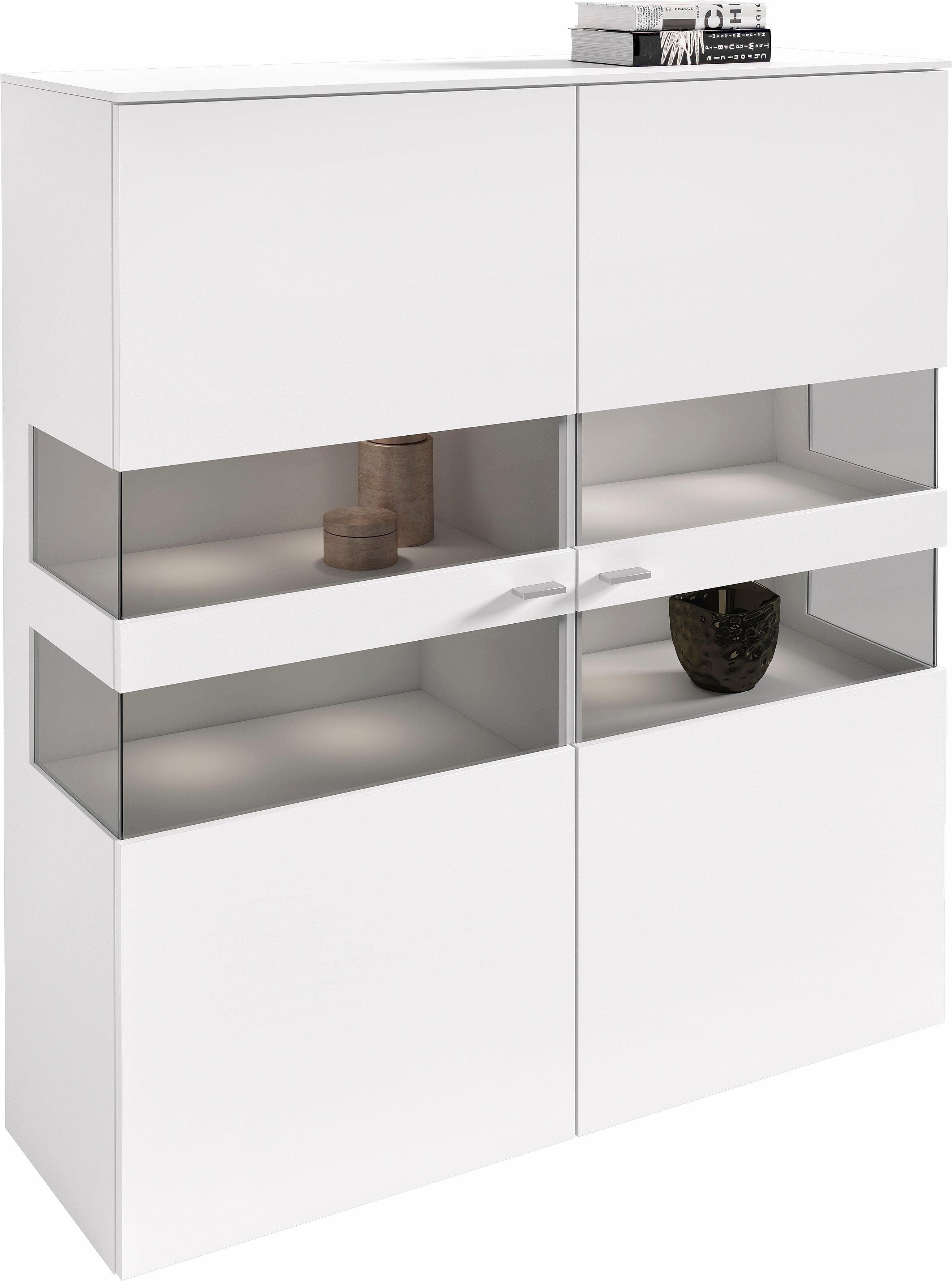 GWINNER Highboard »ANZIO«, Lack weiß, 2-türig, Breite 130 ...