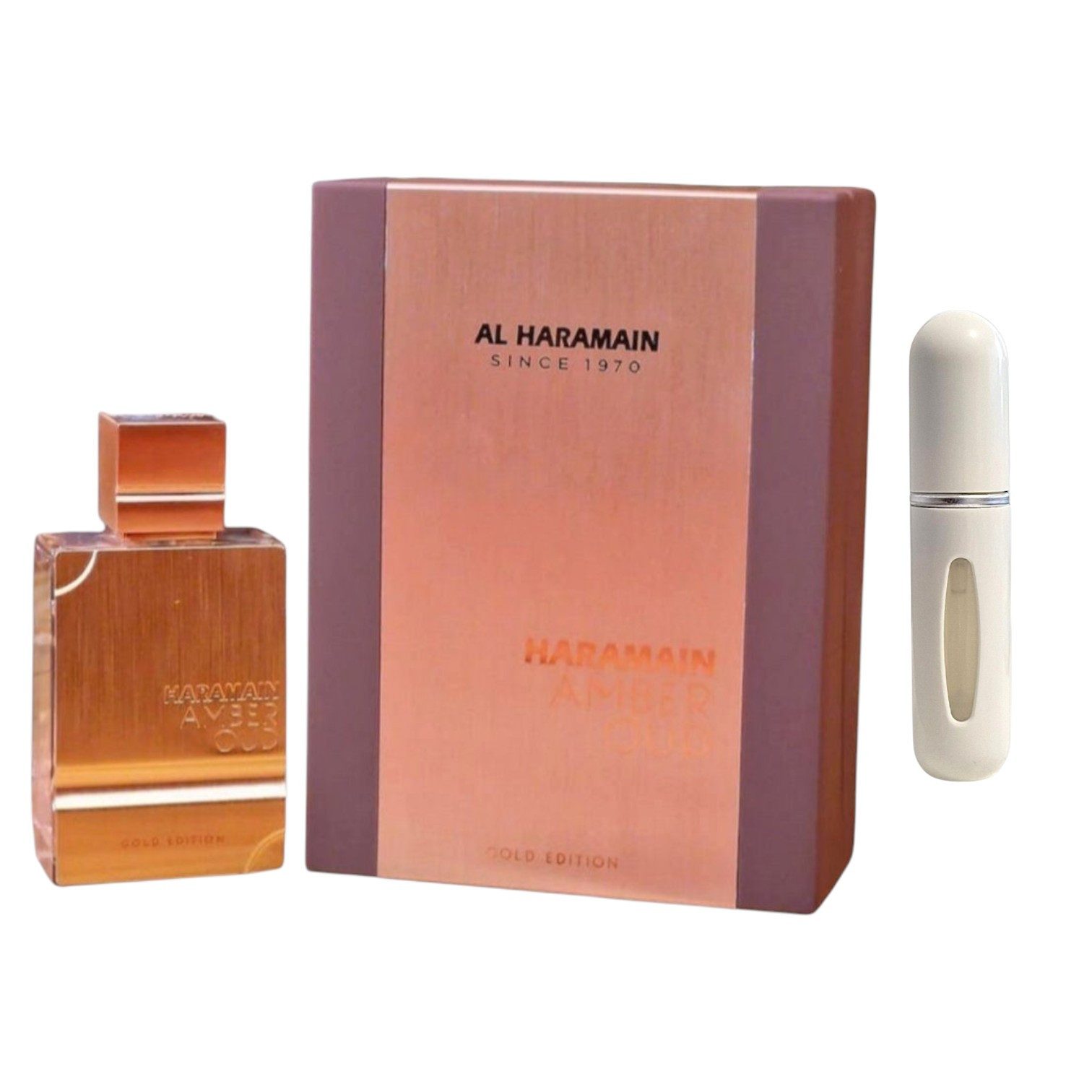 al haramain Duft-Set Amber Oud Gold Edition EDP 60ml + Parfümzerstäuber leer