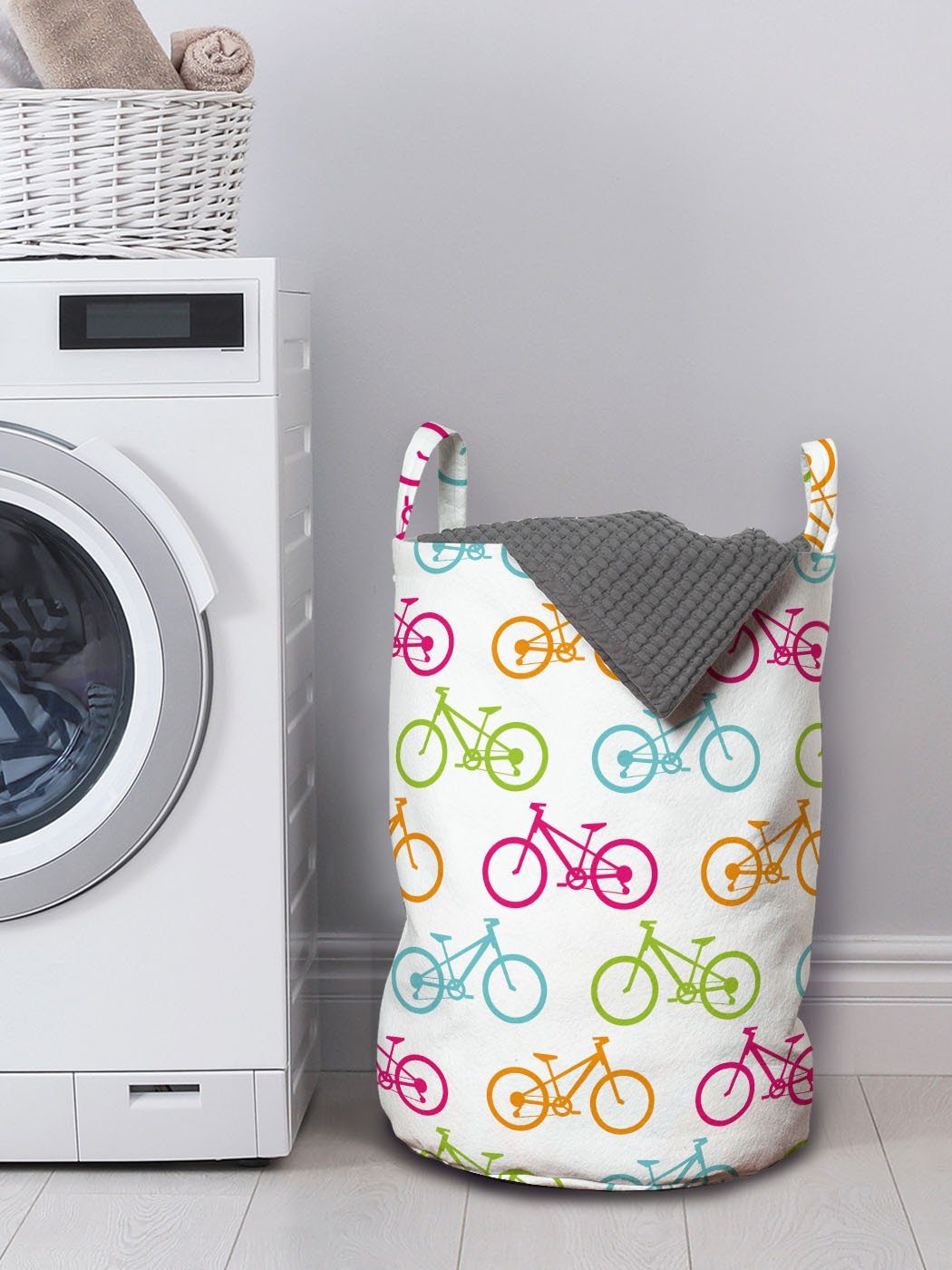 Abakuhaus Wäschesäckchen Griffen mit für Wäschekorb Kordelzugverschluss Bikes Farbige Fahrrad Waschsalons, Verschiedene