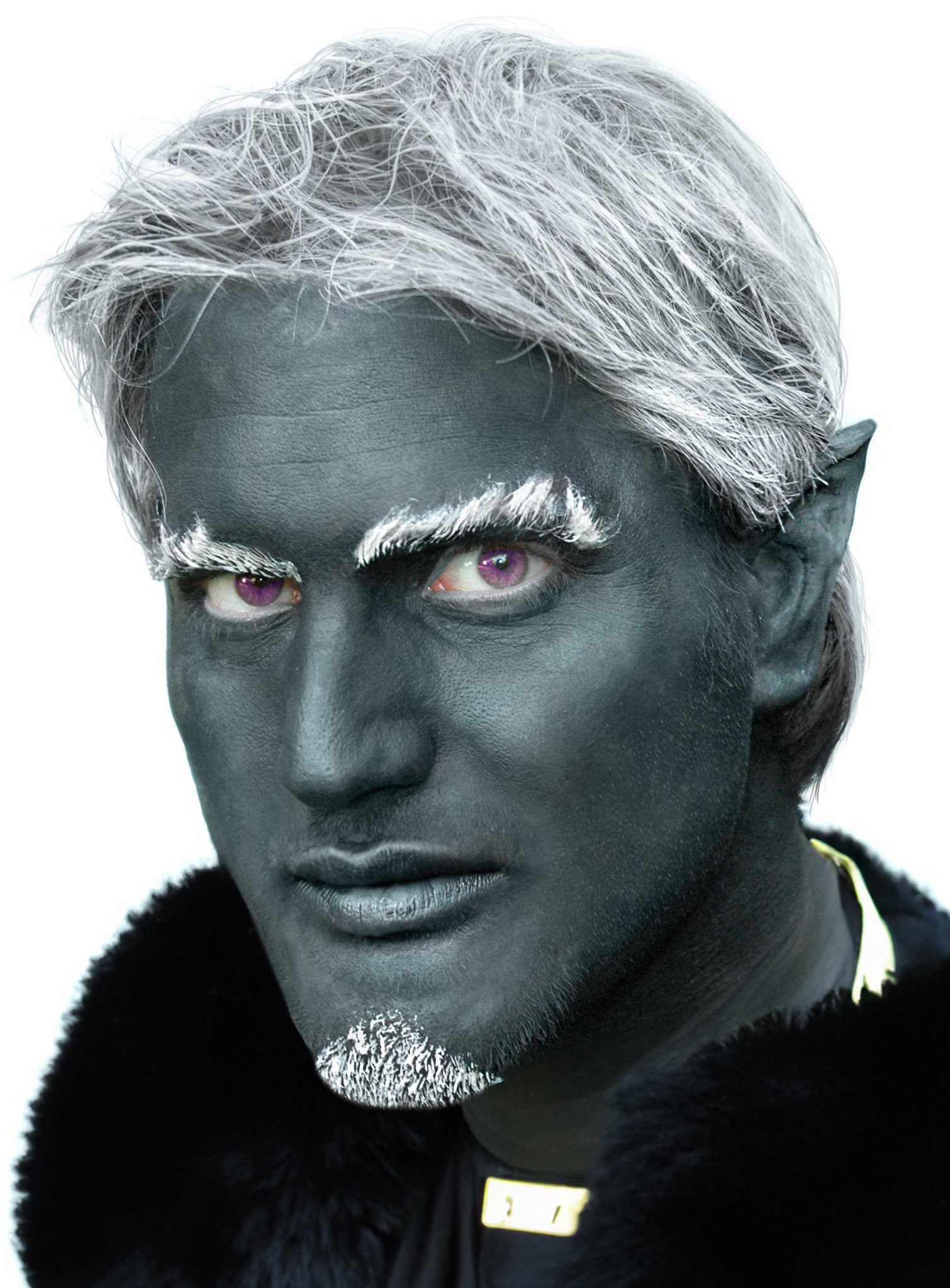 Wizardo Kostüm Dunkelelfenohren schwarz, Diese Elfenohren könnten so in 'Dungeons & Dragons' zu finden sein. E