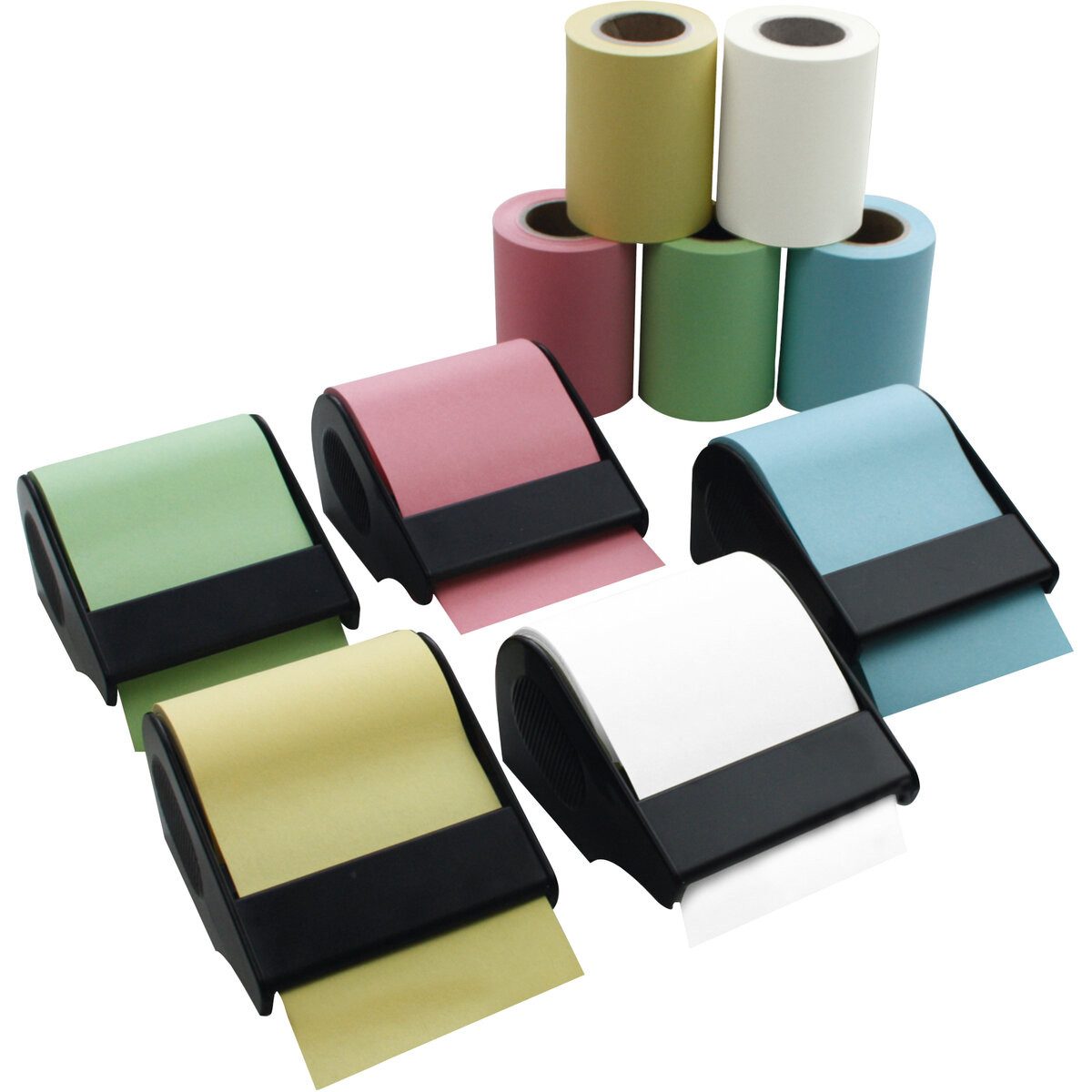 RNK Verlag Haftnotizblock Haftnotiz Rolle Dispenser - 15 tlg. 60 mm x 10 m pastell sortiert.