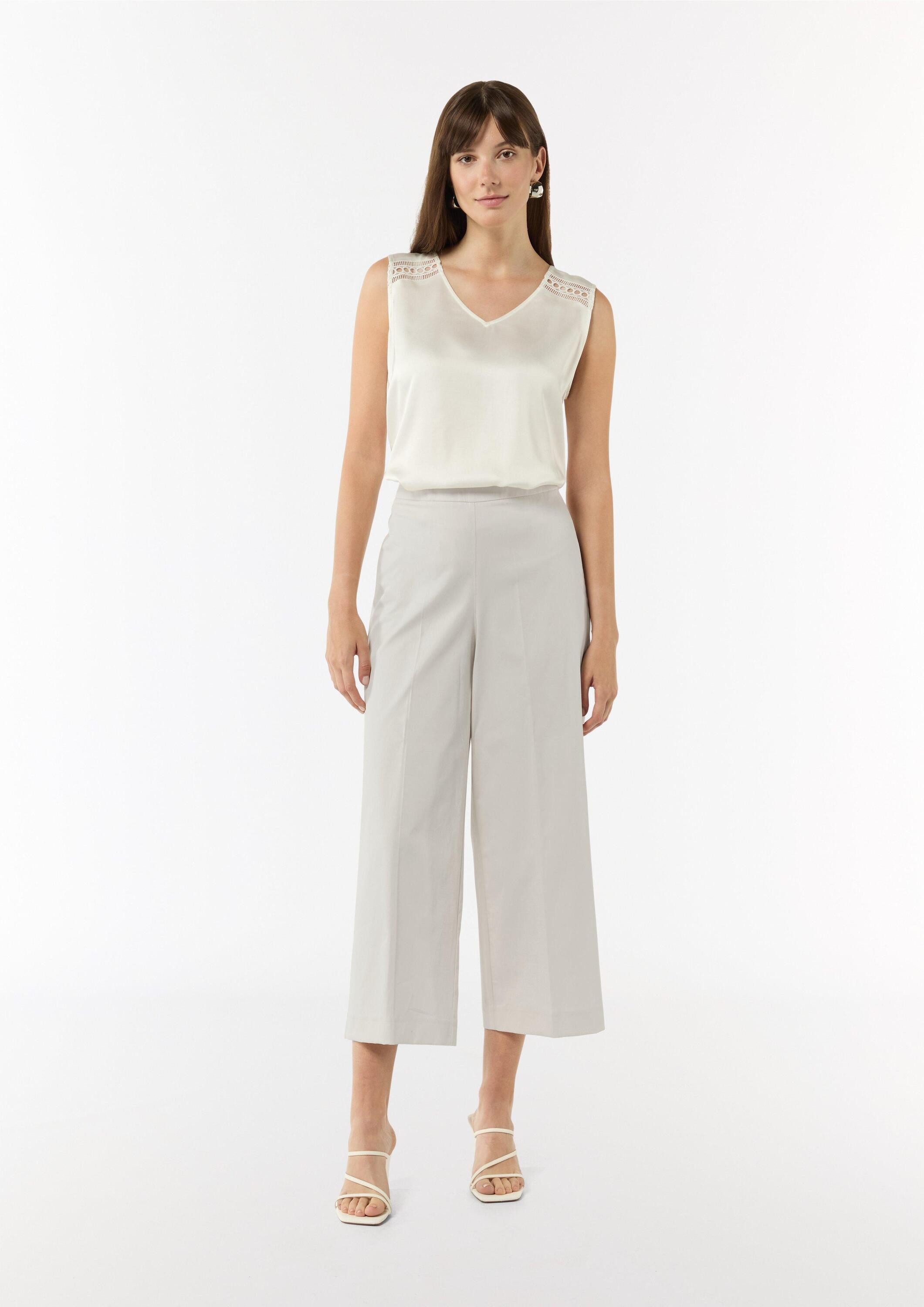 comma 7/8-Hose Hose Baumwoll-Hose mit seitlichem Reißverschluss und Semi-Wide-Leg