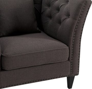 ATLANTIC home collection Sessel, Chesterfield Armlehnensessel, extra weich, Füllung mit Federn