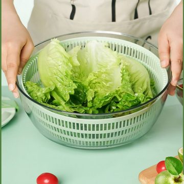 FUROKOY Salatschleuder 4L Gemüseabtropfschale aus PP Material, Salatabtropfschale, Gemüsewaschmaschine Obstabtropfschale Korb Salatabtropfschale,Grün