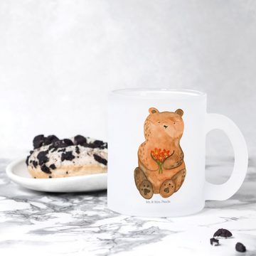 Mr. & Mrs. Panda Teeglas Bär Dankbar - Transparent - Geschenk, Teddybär, Danke, Teetasse aus G, Premium Glas, Außerordentliches Design