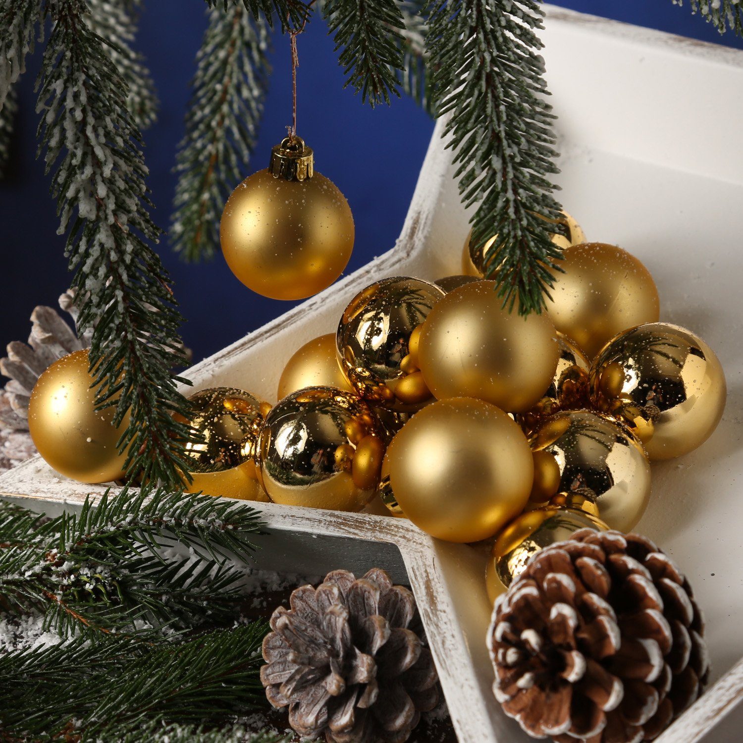 Set gold Christbaumkugel Weihnachtskugel MARELIDA bruchfest D: 16er 4cm St) Weihnachtsbaumkugel (16