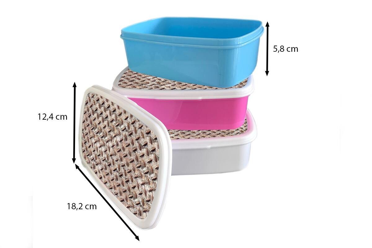 Lunchbox - Snackbox, MuchoWow Platten rosa Metall Muster, - für Kunststoff, Rost Kinder, (2-tlg), Kunststoff Mädchen, Erwachsene, - Brotbox Brotdose