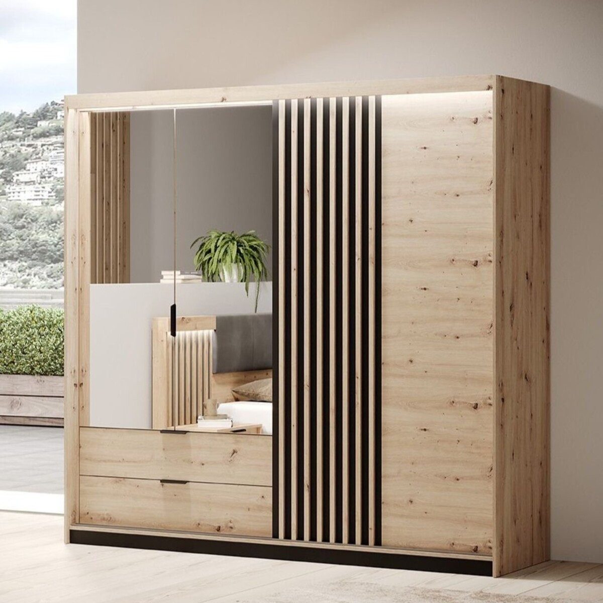 MOEBLO Kleiderschrank ANTALYA 220 (Schrank mit vielen Einlegeböden und Klei günstig online kaufen