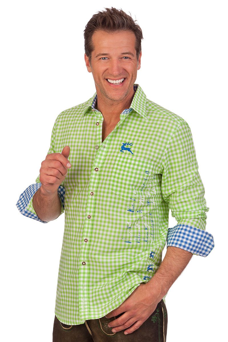 Orbis Textil GmbH & Co. KG Trachtenhemd Trachtenhemd - ALPENJÄGER - türkis, apfelgrün, flieder