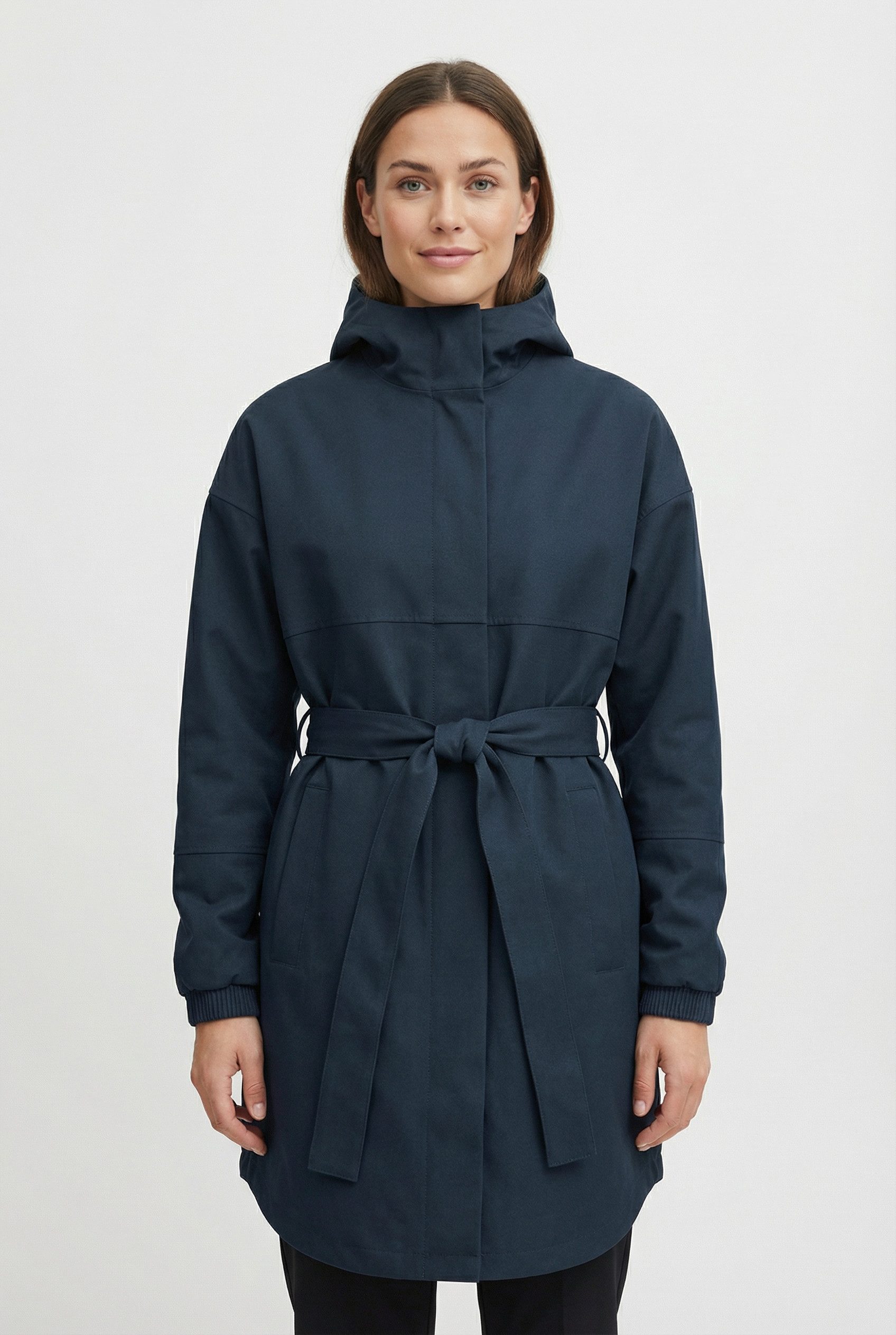 FREEQUENT Anorak FQSTORM-JA-BELT mit Kapuze und Bindegürtel