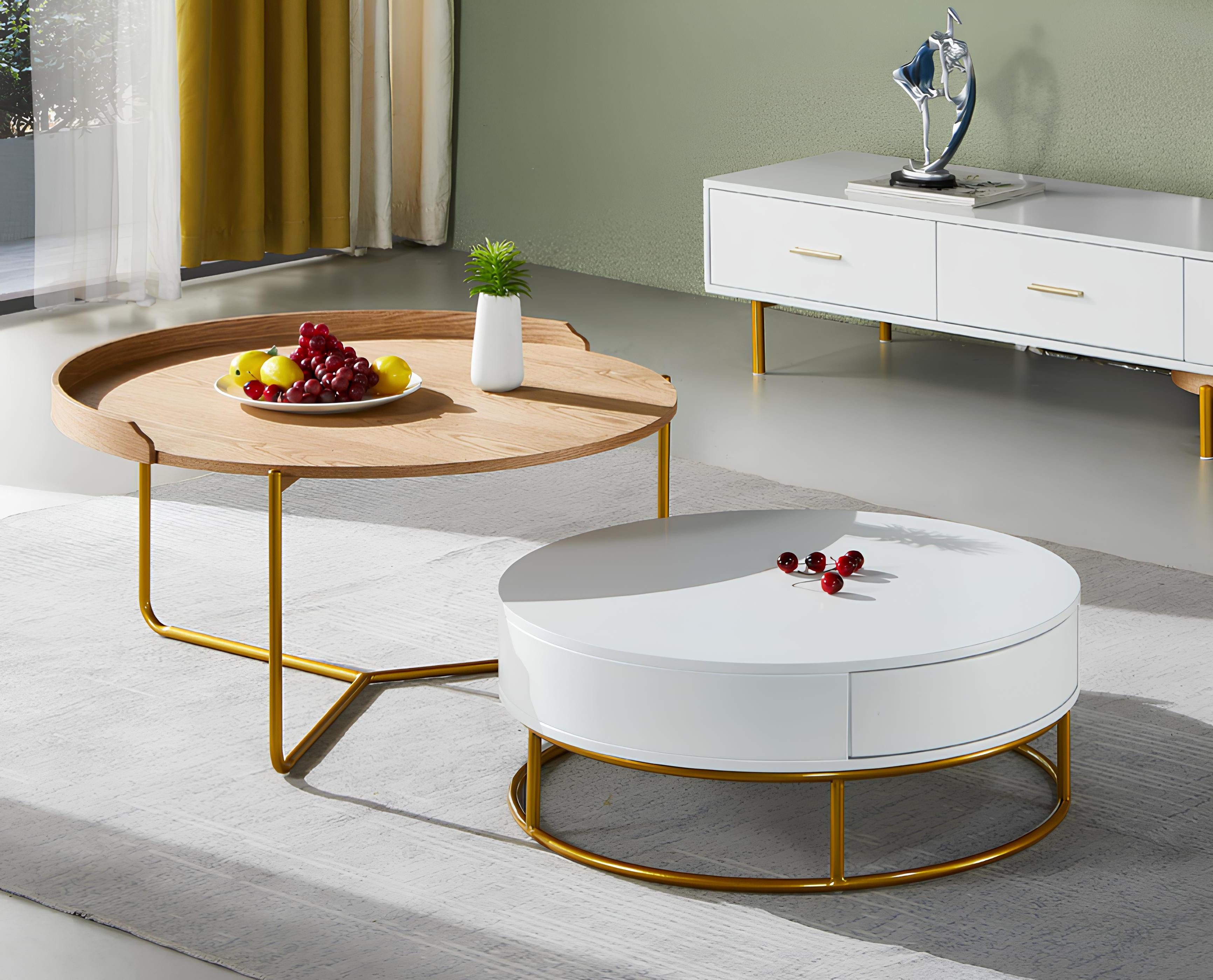 Xlmoebel Couchtisch Eleganter Wohnzimmertisch aus Holz mit klarem Design (Set, 2-St., 2x Couchtische), Hergestellt in Europa