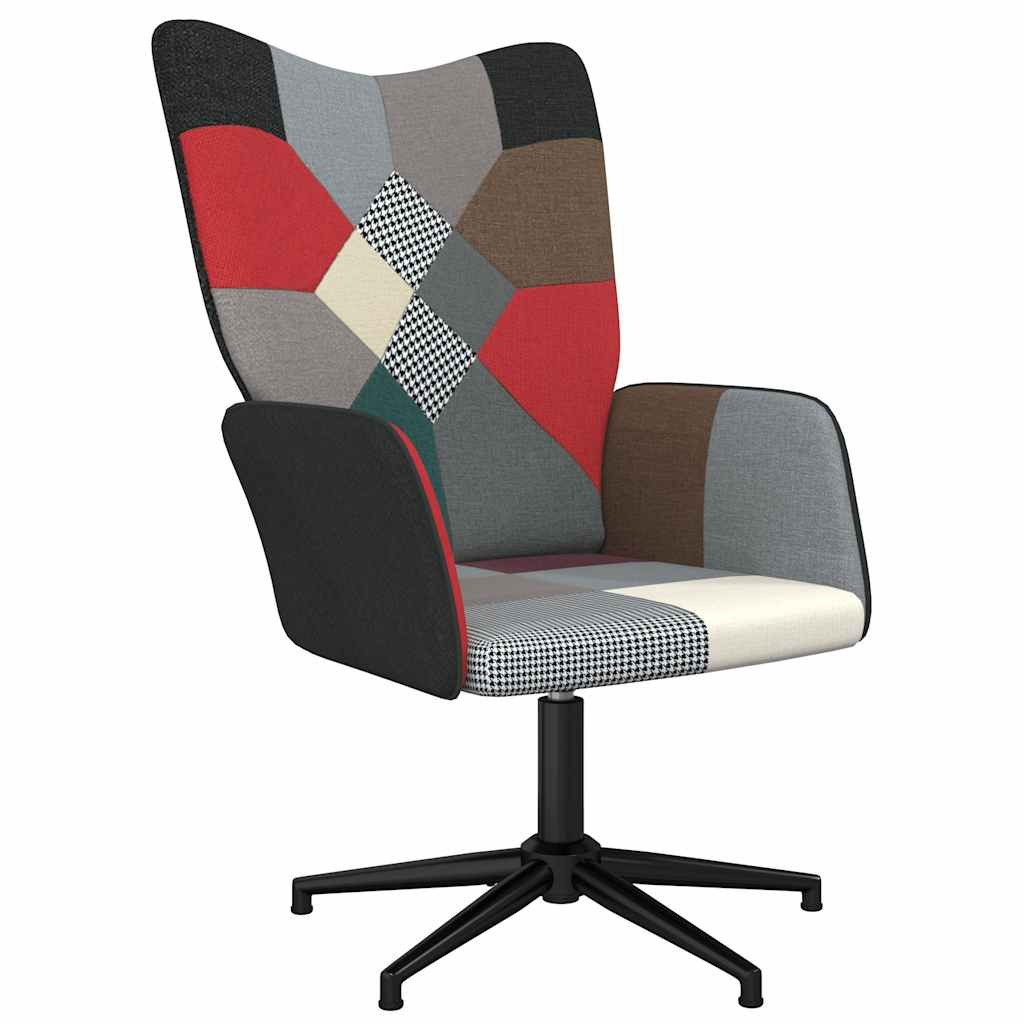 furnicato Relaxsessel Relaxstuhl Patchwork Mehrfarbig 62x68x98 cm mit Stahlgestell, Drehbarer Sessel mit Schaumstoffpolsterung für das Wohnzimmer