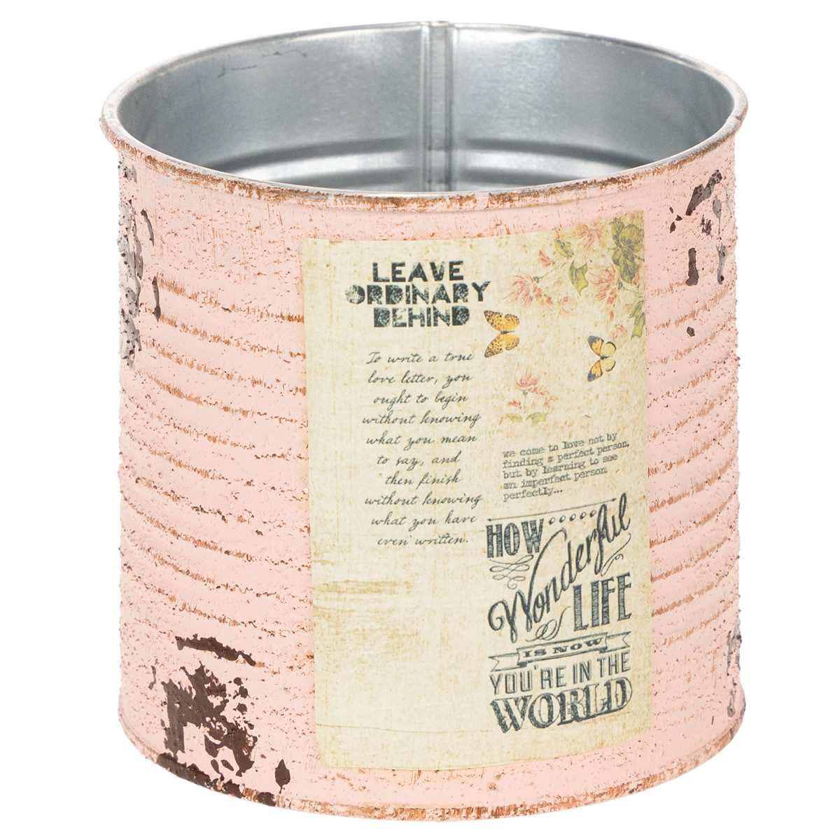 Viana Übertopf Shabby Chic Dekodose für Blumen und Kräuter aus Metall