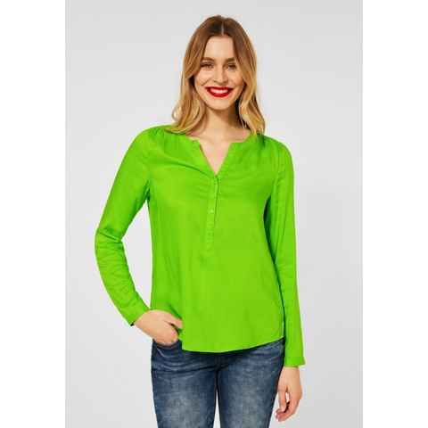 STREET ONE Klassische Bluse Street One Bluse in Unifarbe in Shiny Apple Green (1-tlg) Locker geschnitten