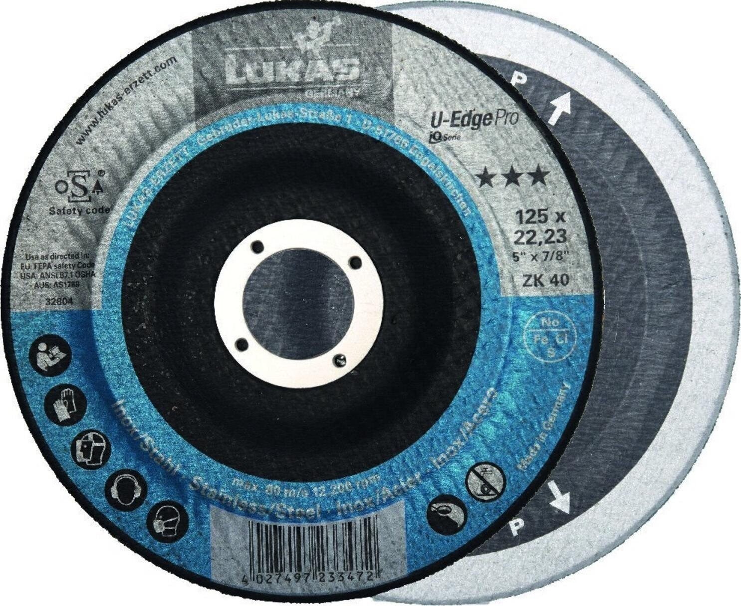 LUKAS-ERZETT Fächerschleifer LUKAS KLINGENSCHLEIFSCHEIBE 125mm ZK 80 U-EDGE PRO GERILLT