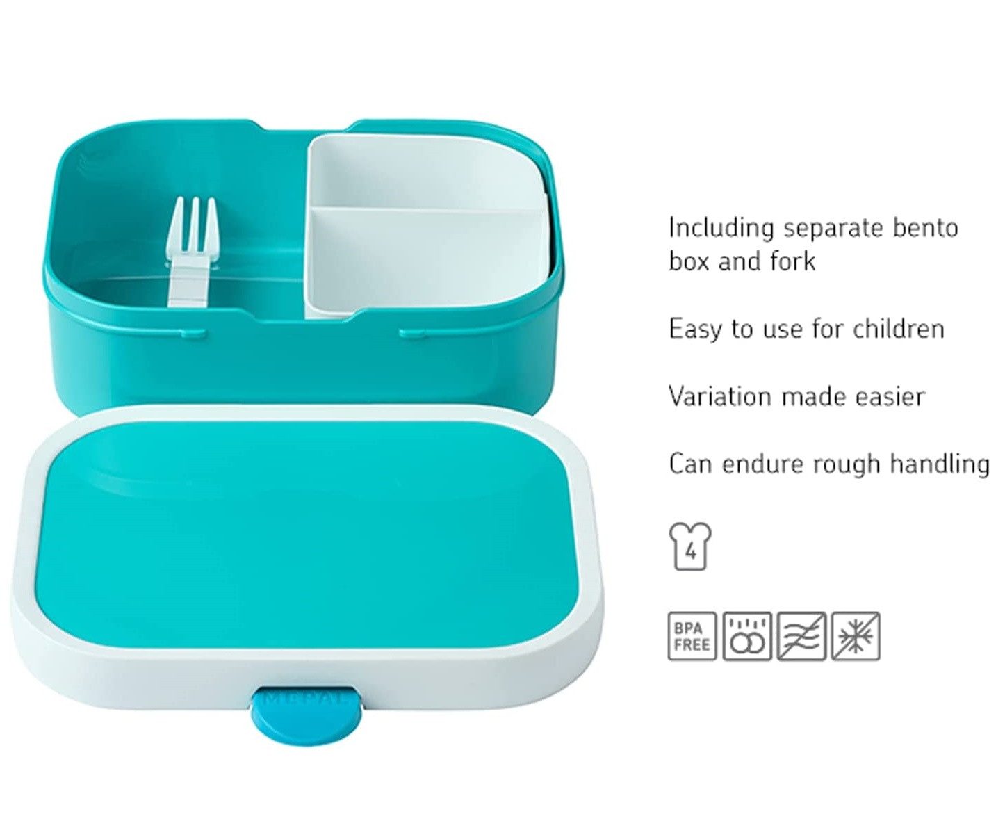 Mepal Lunchbox Pausenset Campus Türkis: Trinkflasche 400 ml & Brotdose mit Einsatz, Ideal für Schule, Freizeit, spülmaschinenfest, ABS
