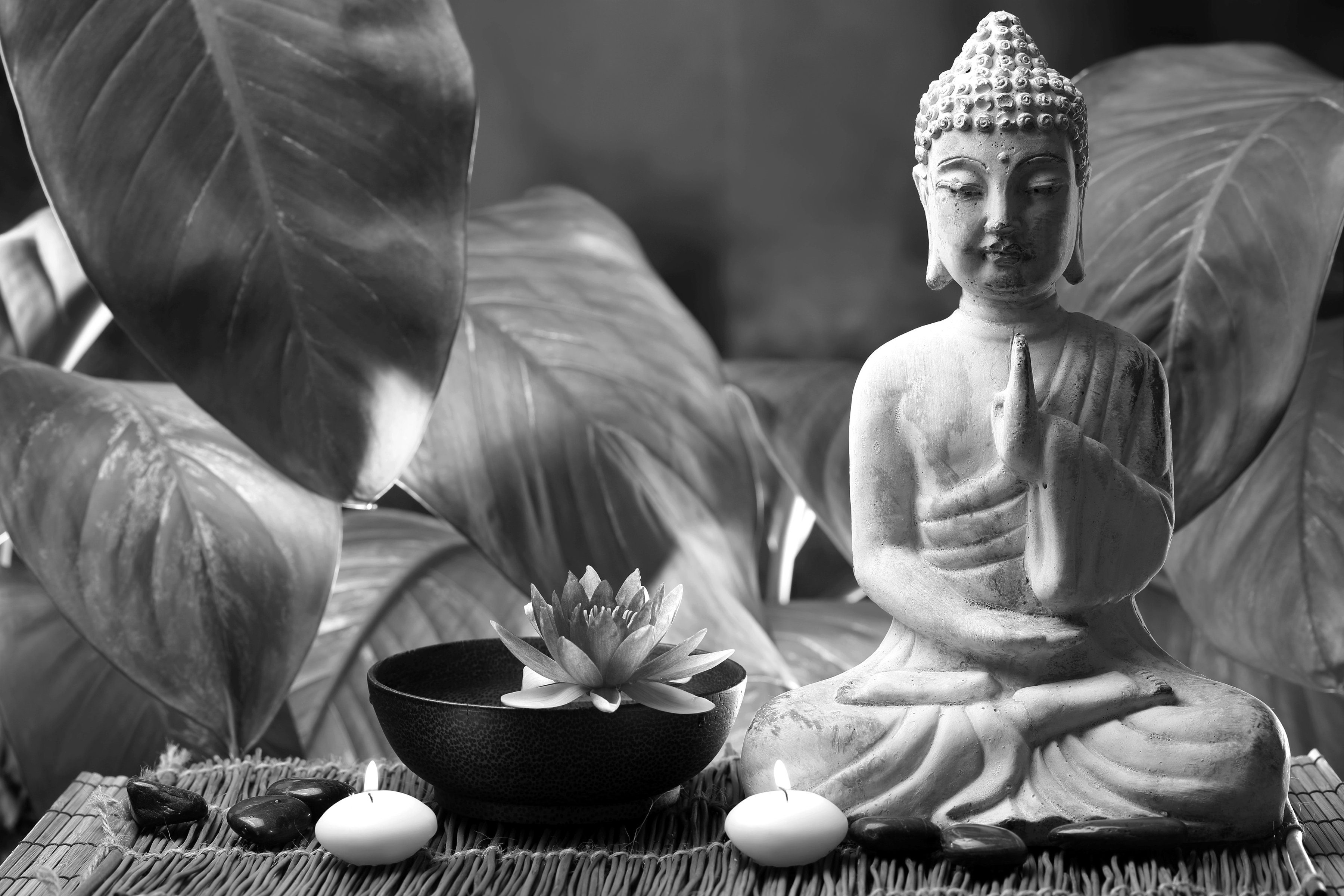 Weiß Schwarz Papermoon & Fototapete Buddah Figur