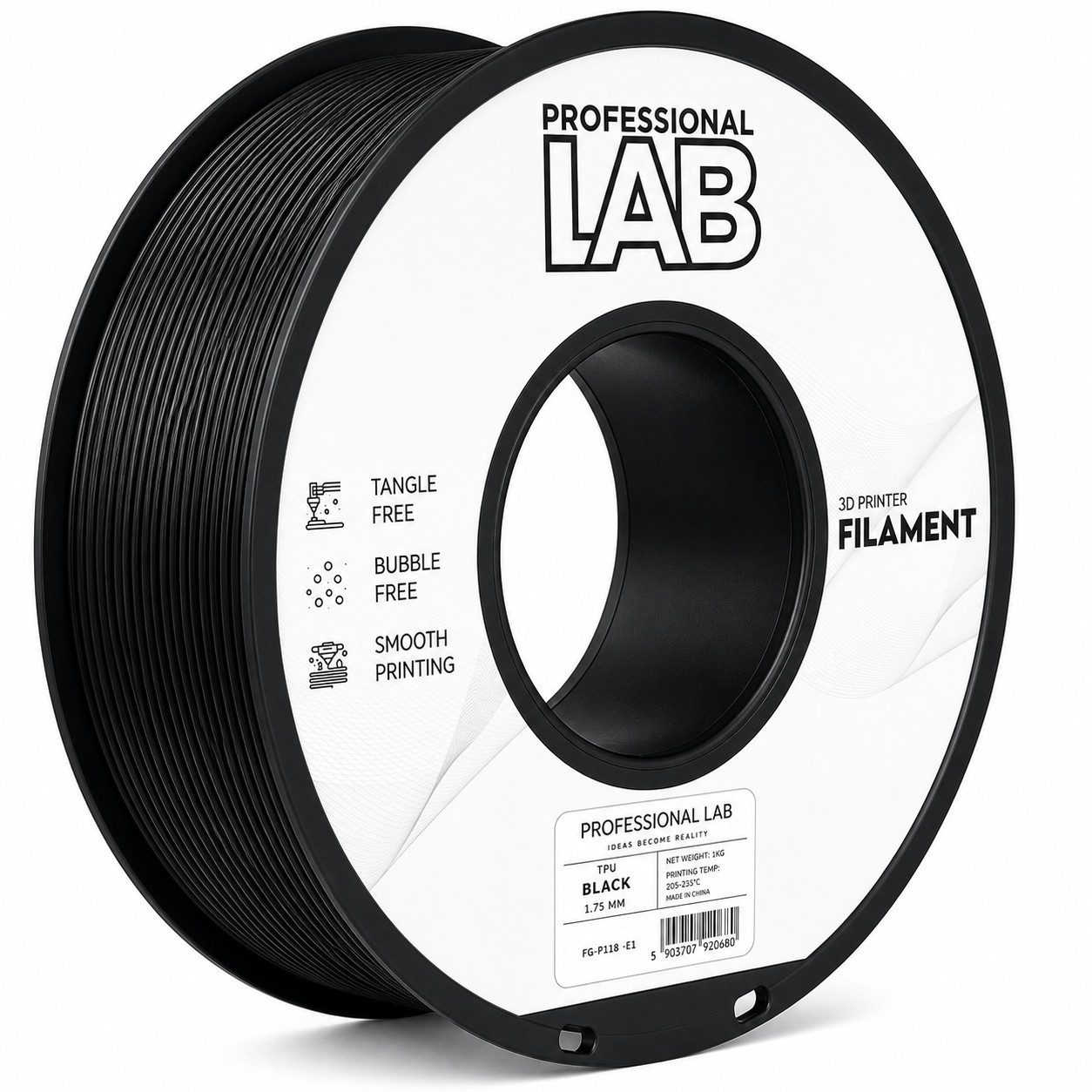 Prof. Lab Filament Flexibles TPU Filament für 3D Drucker 1,75mm 1 kg Filament, 95A Shore