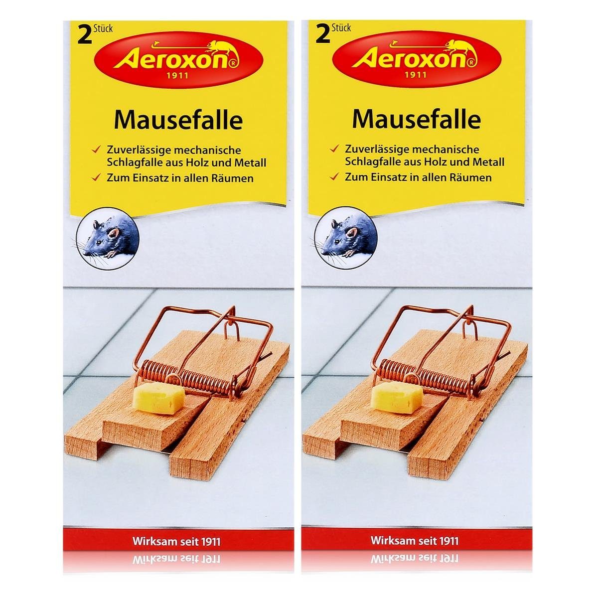 Aeroxon Insektenfalle Aeroxon Mausefalle Mäusefalle 2 Stk. Schlagfalle aus Holz und Metall (