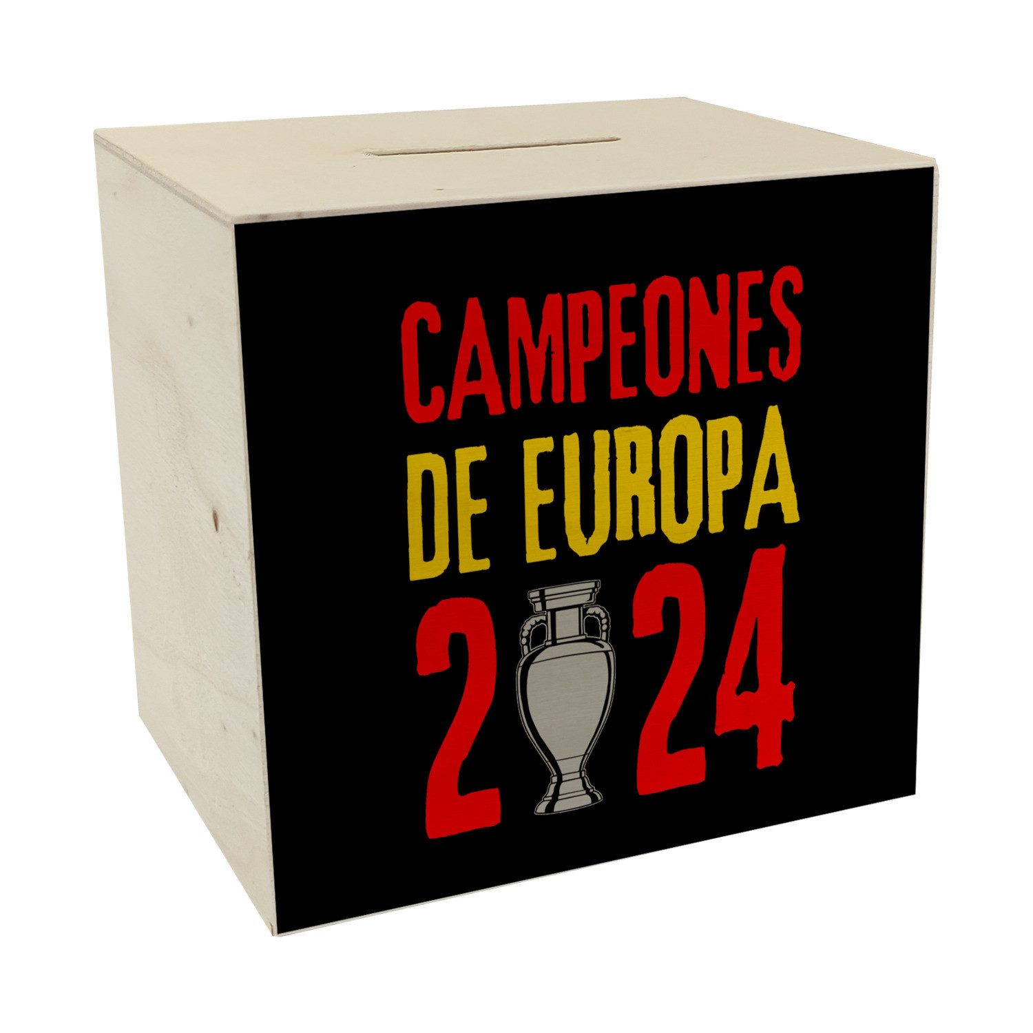 Spardose Spanien Europameister 2024 Spardose aus Holz mit Spruch Campeones de