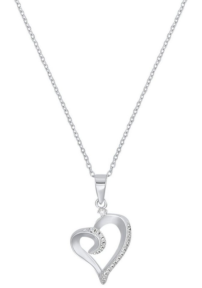 Amor Kette mit Anhänger Silver Heart, 9834280, mit Zirkonia