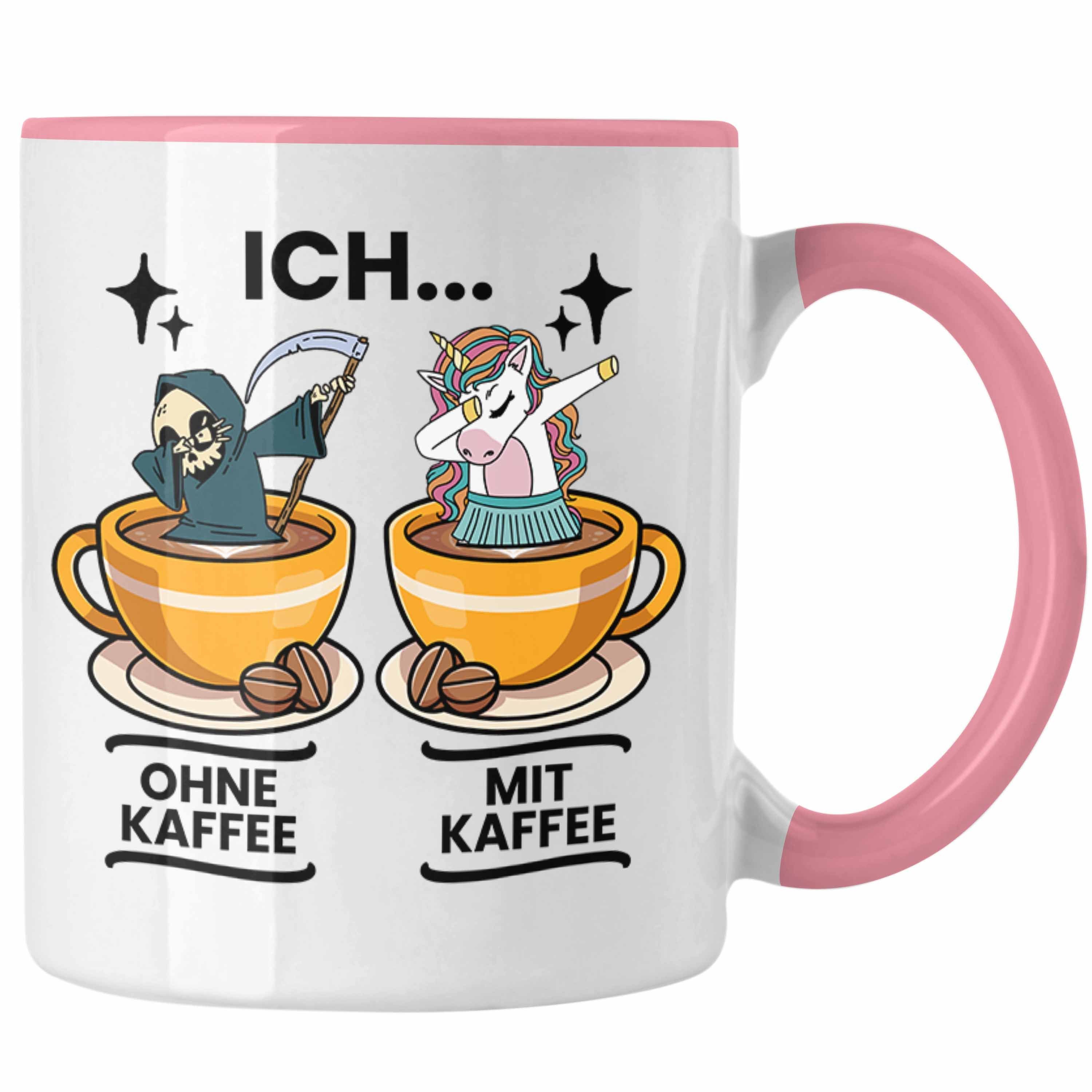 Trendation Tasse Lustige Kaffeetasse "Ich Ohne Kaffee Ich Mit Kaffee" Geschenk für Kaff