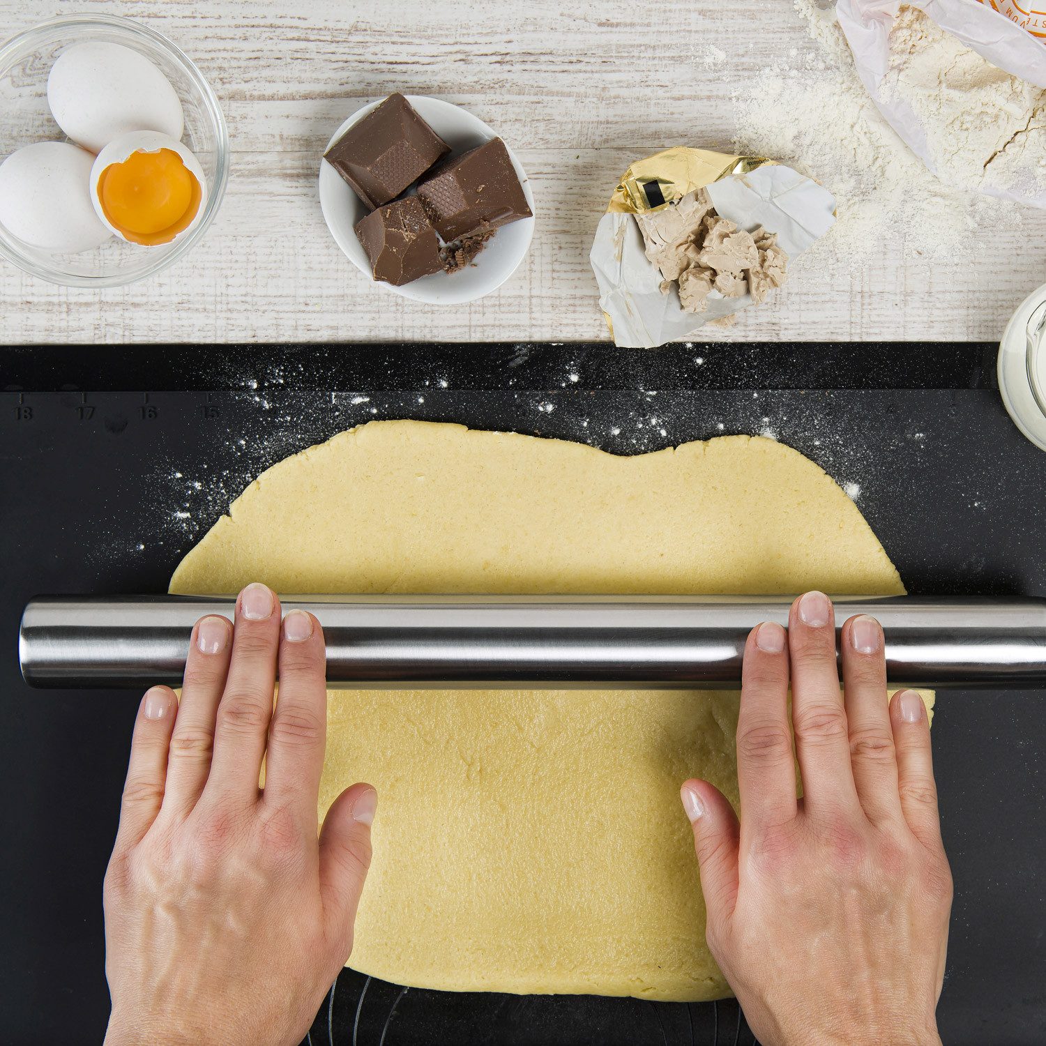 Lurch Teigroller Teigrolle aus 18/10 Edelstahl - Ausrollstab 40 cm Edelstahl