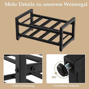 COSTWAY Weinregal, stehend, Metall, 2 Ebenen, für 8 Flasche, 42,5x24,5x20,5cm