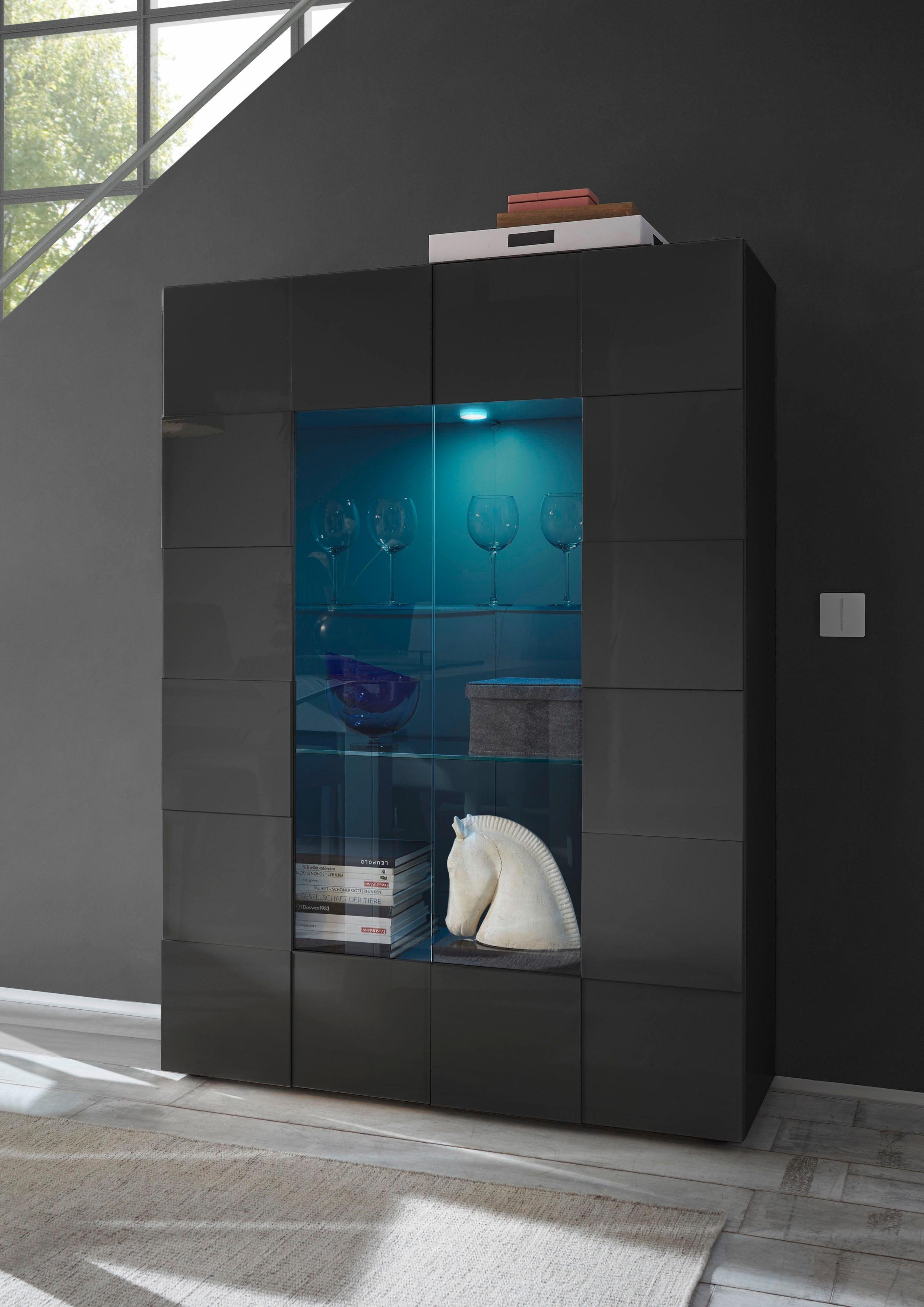 LC Stauraumvitrine DAMA in anthrazit lack