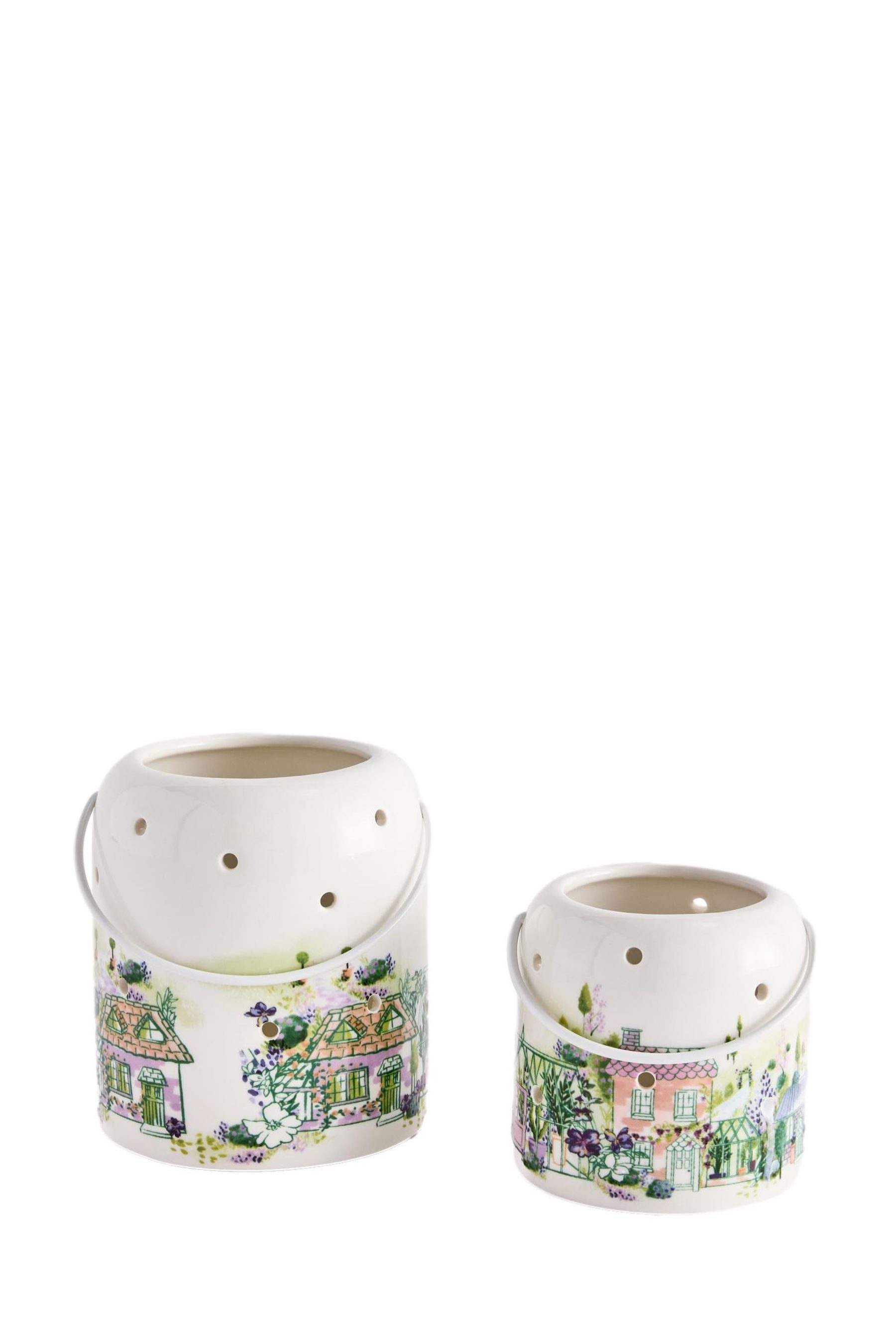 Next Teelichthalter 2er-Set Teelichthalter aus Keramik, Hauszene